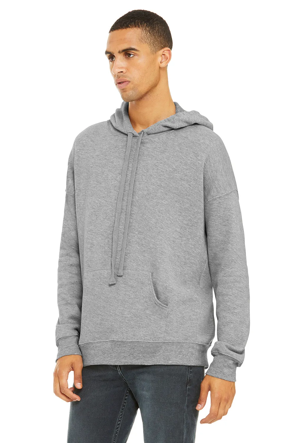 Bella   Canvas Mens Sponge Fleece Hooded Sweatshirt Hoodie w/ Pouch Pocket - Heather Grey