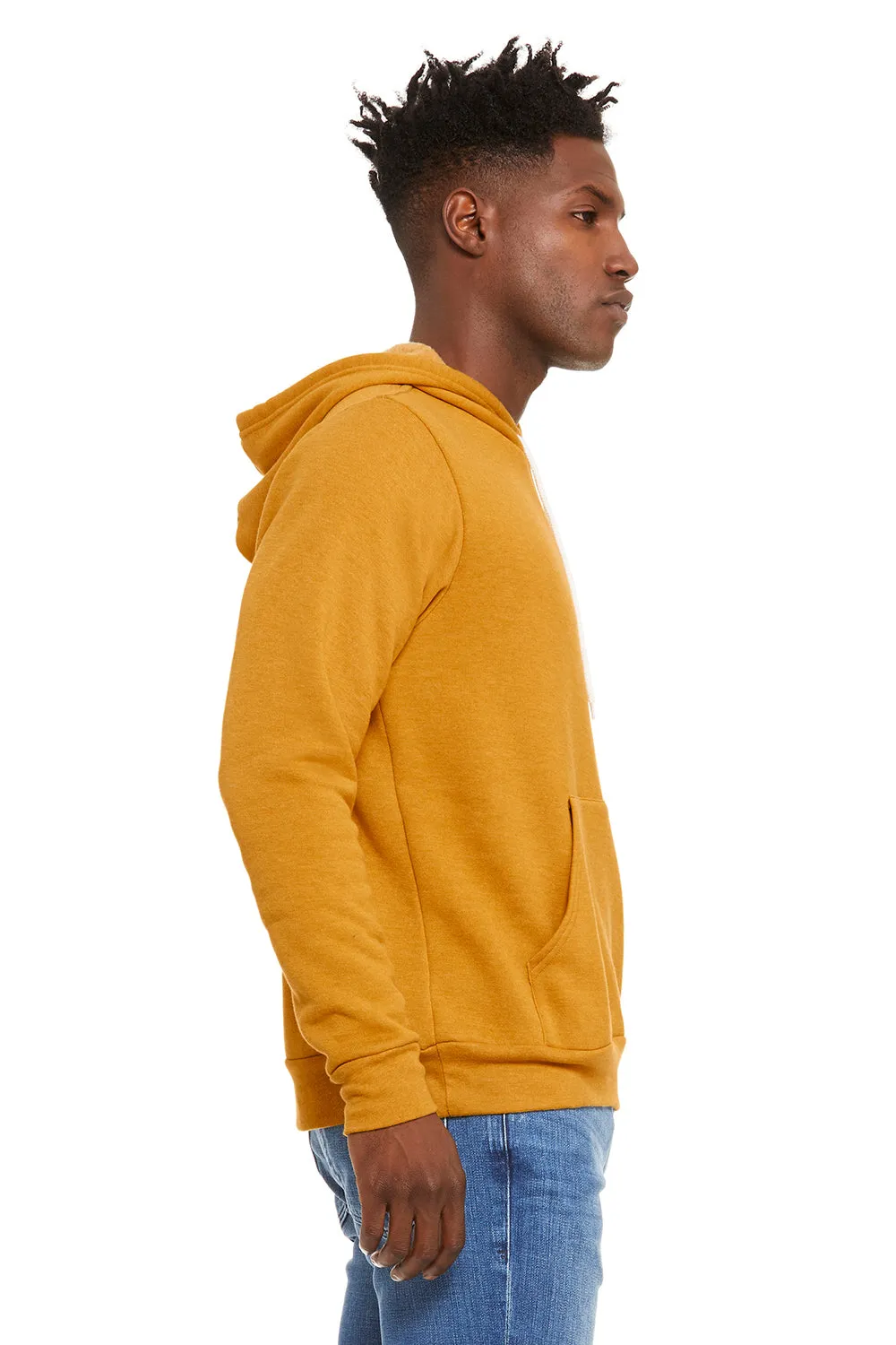 Bella   Canvas Mens Sponge Fleece Hooded Sweatshirt Hoodie w/ Pouch Pocket - Heather Mustard Yellow