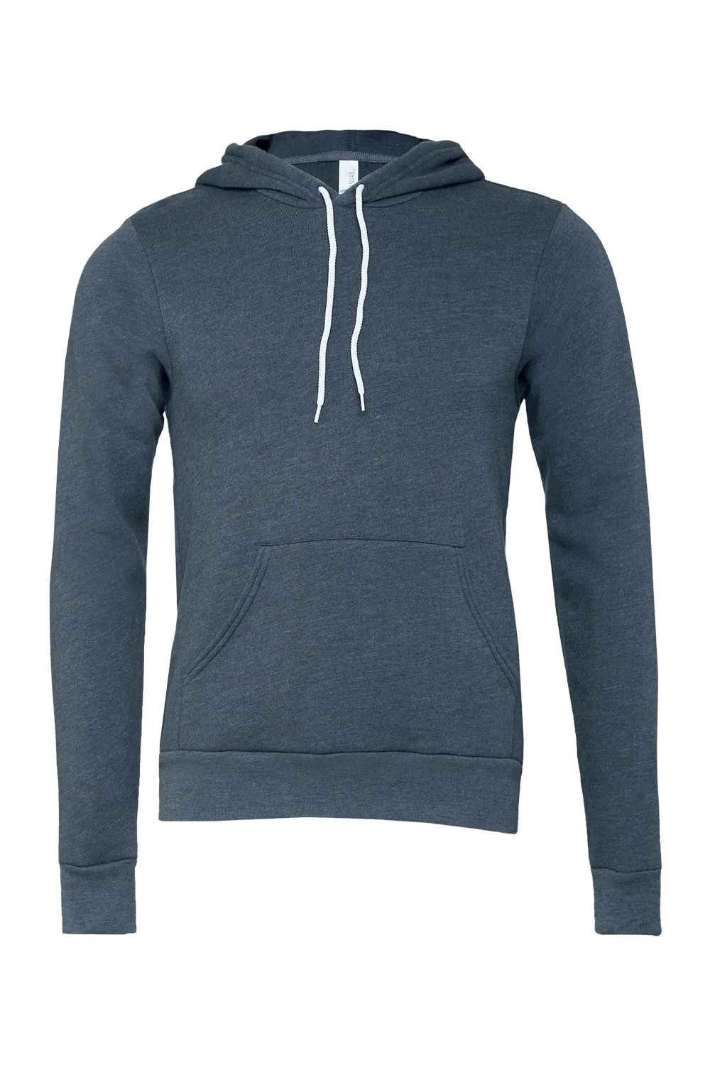 Bella   Canvas Mens Sponge Fleece Hooded Sweatshirt Hoodie w/ Pouch Pocket - Heather Navy Blue