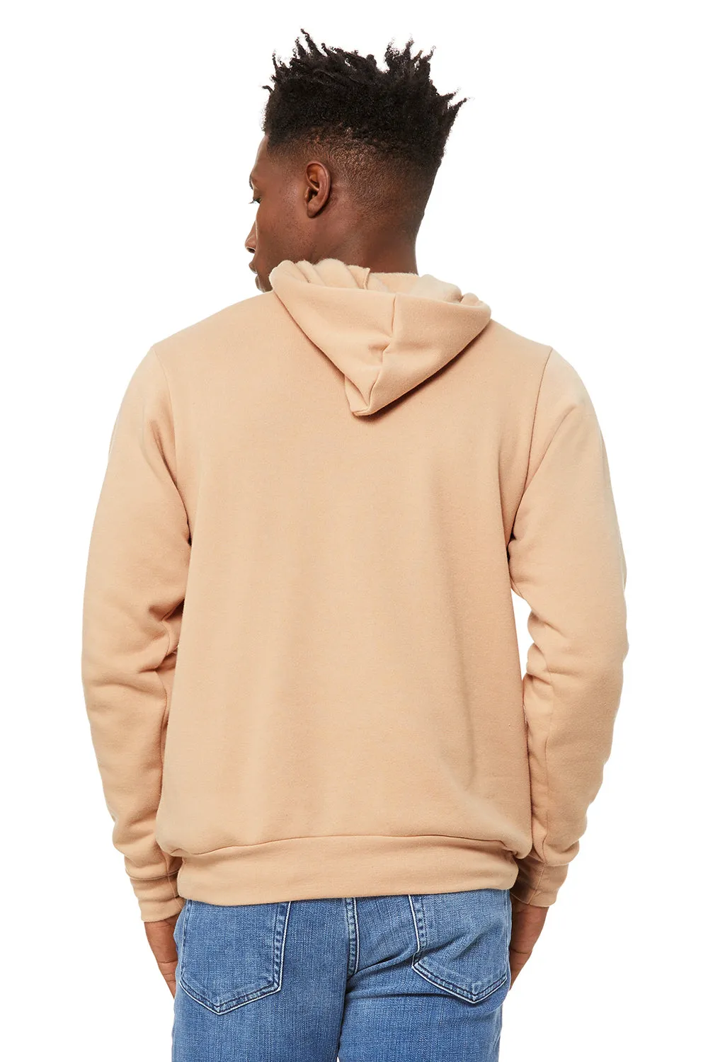 Bella   Canvas Mens Sponge Fleece Hooded Sweatshirt Hoodie w/ Pouch Pocket - Heather Sand Dune