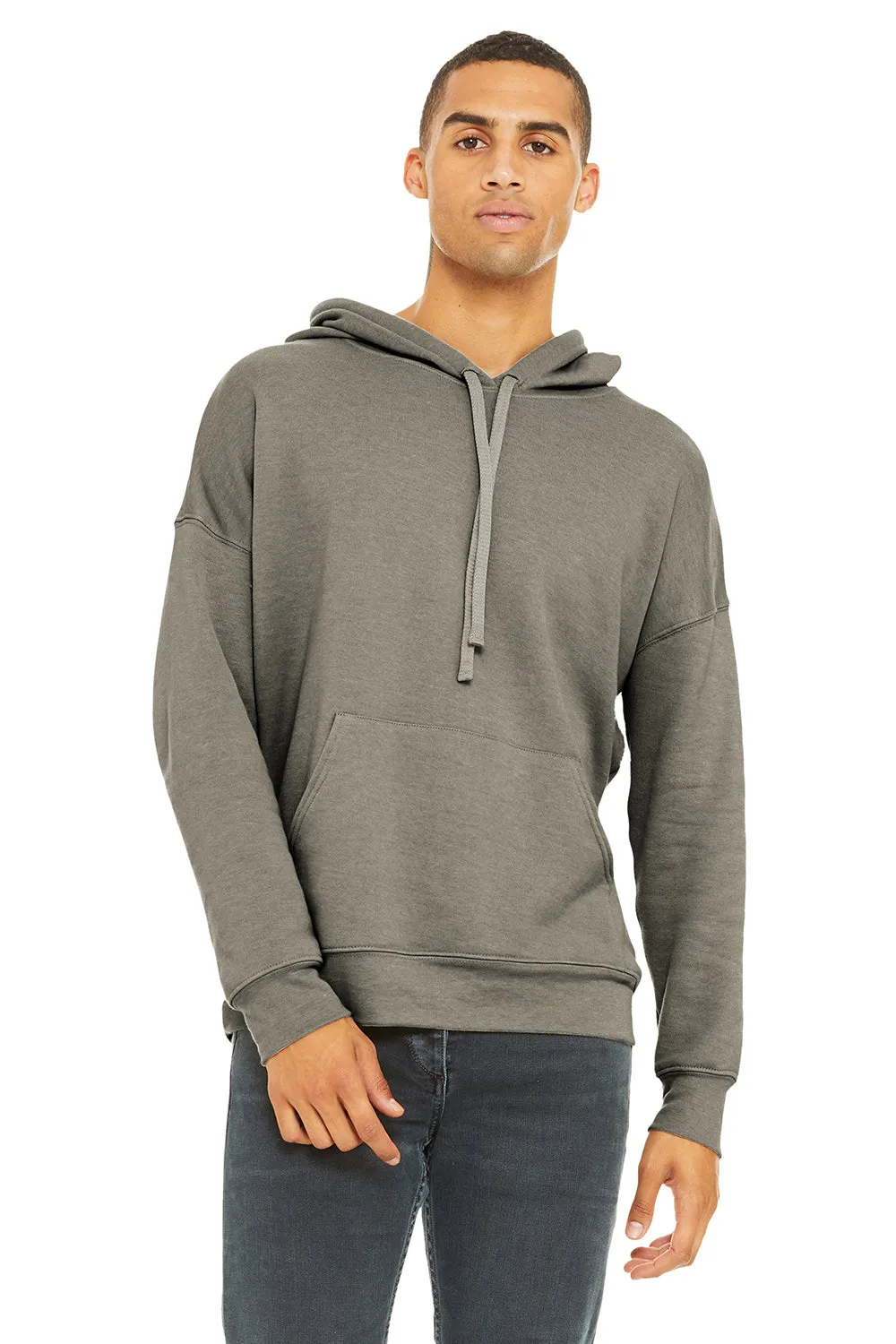 Bella   Canvas Mens Sponge Fleece Hooded Sweatshirt Hoodie w/ Pouch Pocket - Heather Stone