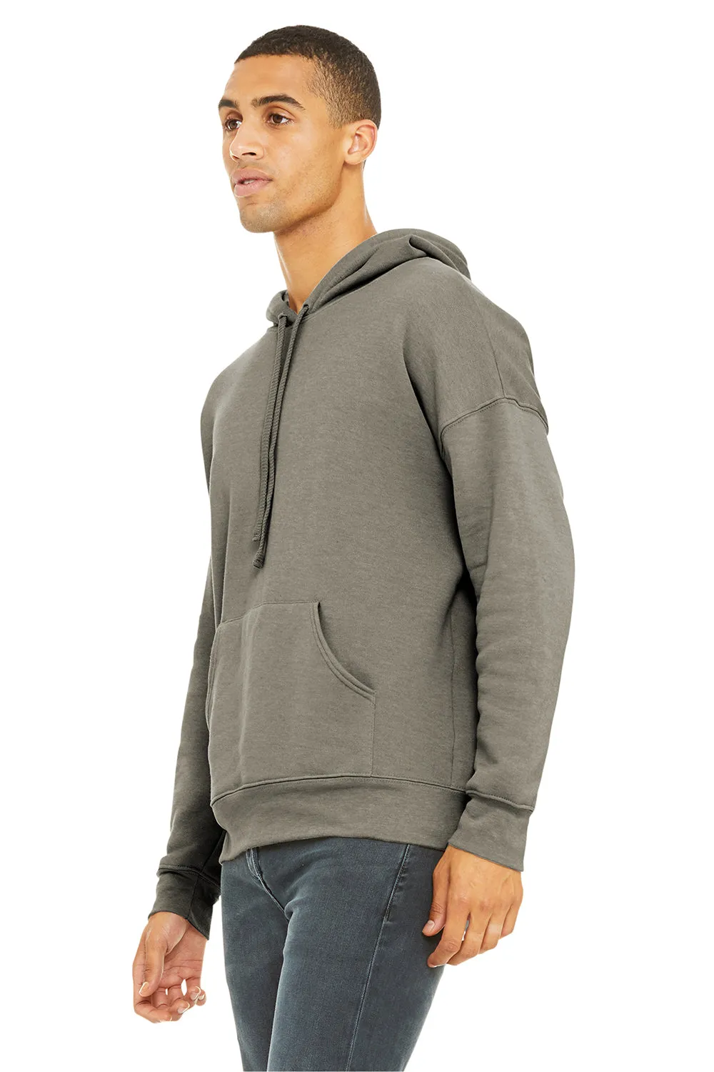 Bella   Canvas Mens Sponge Fleece Hooded Sweatshirt Hoodie w/ Pouch Pocket - Heather Stone