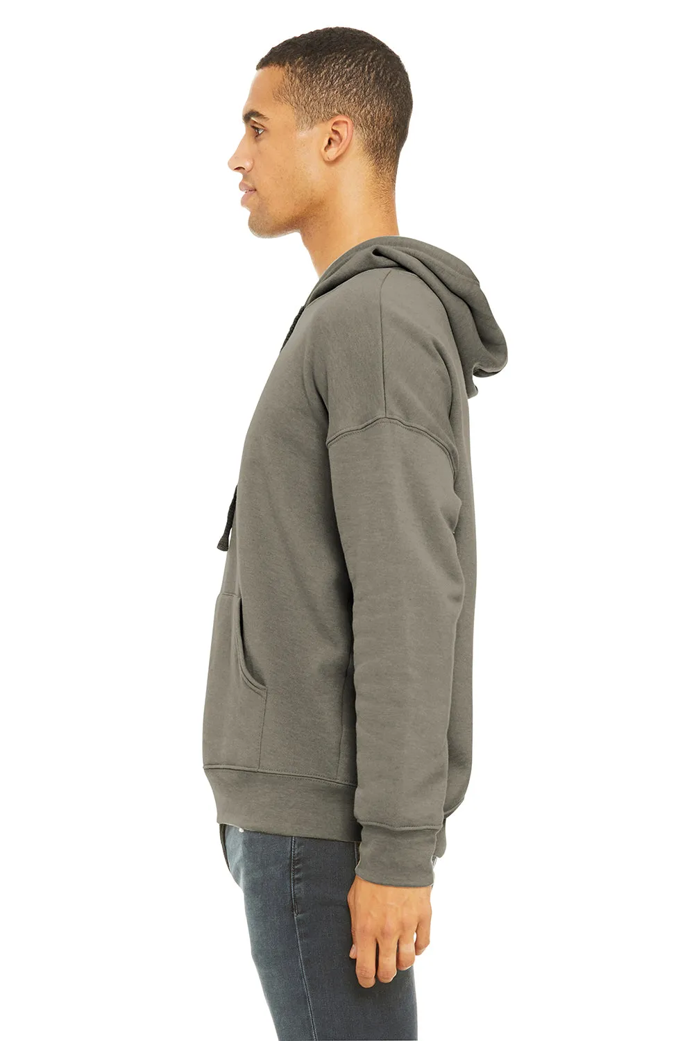 Bella   Canvas Mens Sponge Fleece Hooded Sweatshirt Hoodie w/ Pouch Pocket - Heather Stone