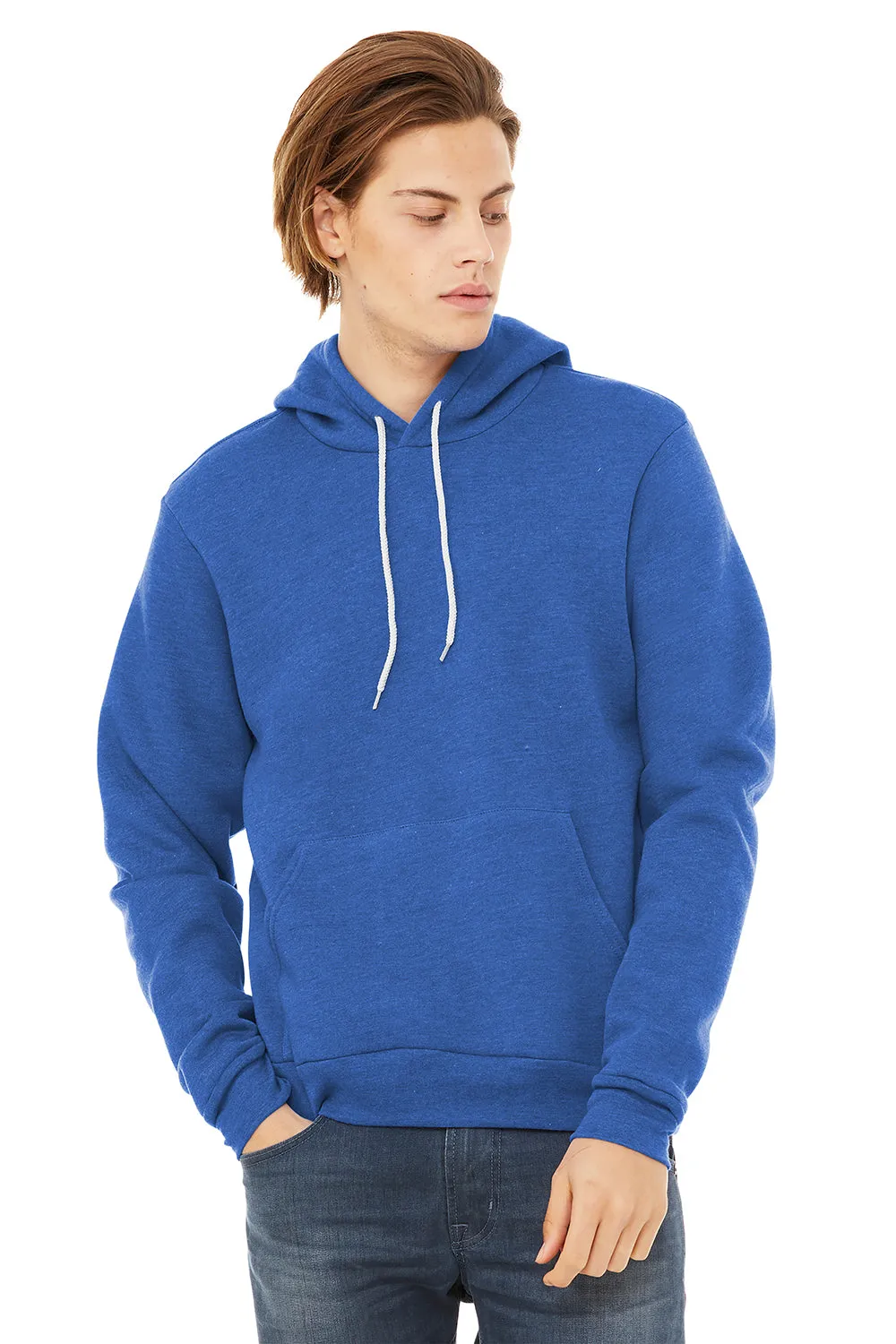 Bella   Canvas Mens Sponge Fleece Hooded Sweatshirt Hoodie w/ Pouch Pocket - Heather True Royal Blue