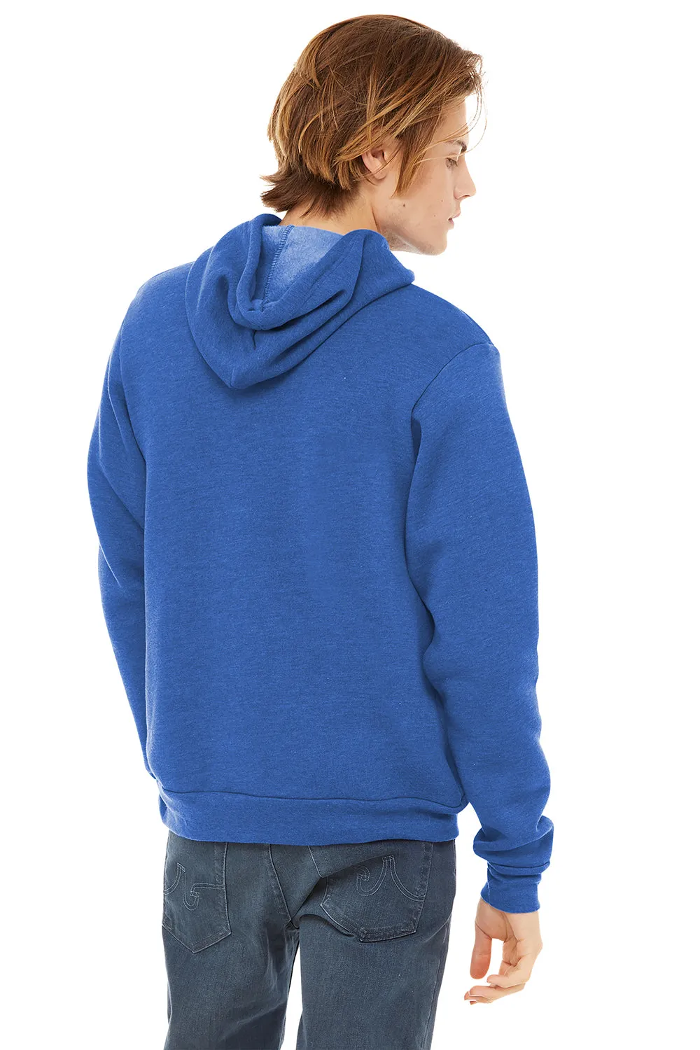 Bella   Canvas Mens Sponge Fleece Hooded Sweatshirt Hoodie w/ Pouch Pocket - Heather True Royal Blue