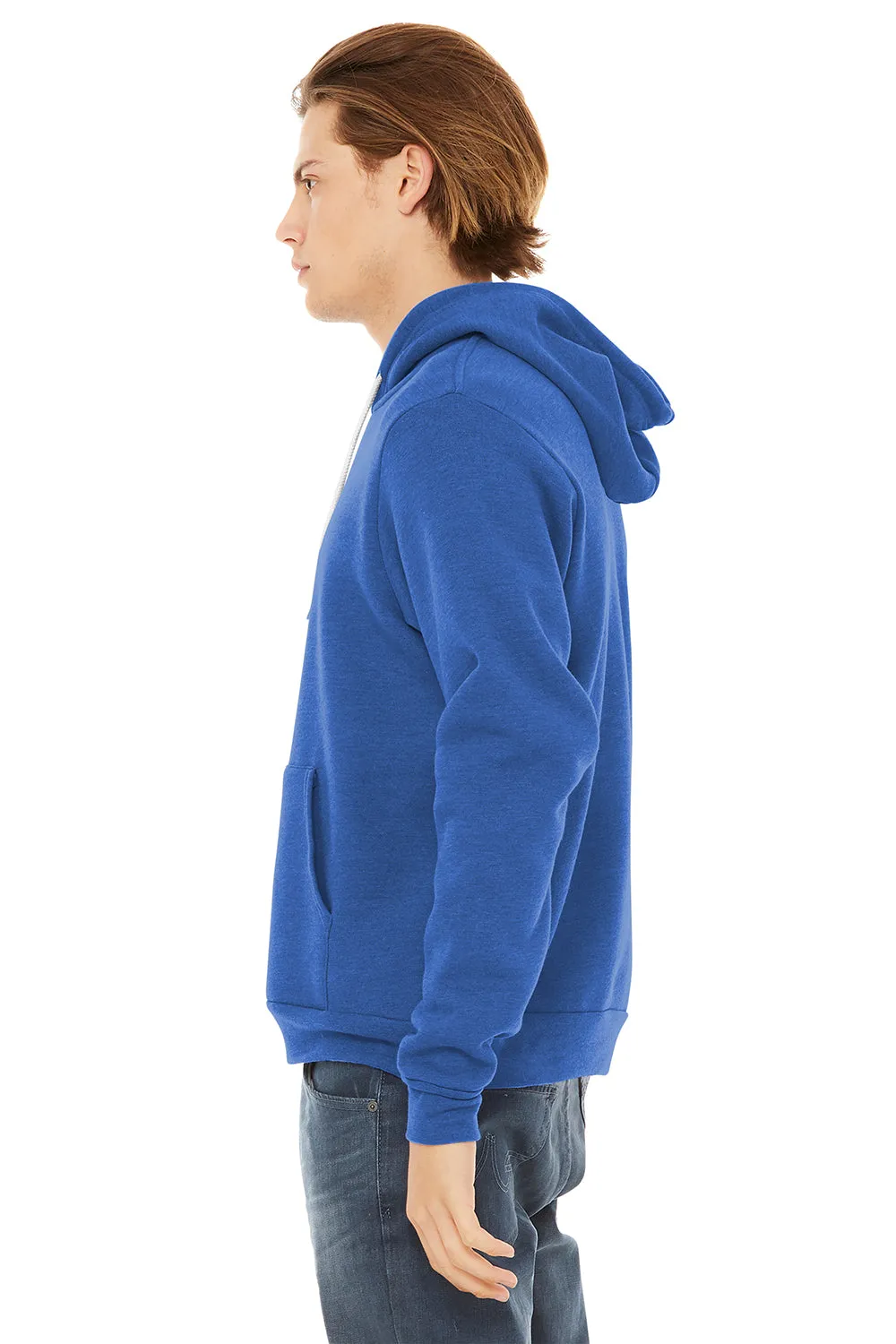 Bella   Canvas Mens Sponge Fleece Hooded Sweatshirt Hoodie w/ Pouch Pocket - Heather True Royal Blue
