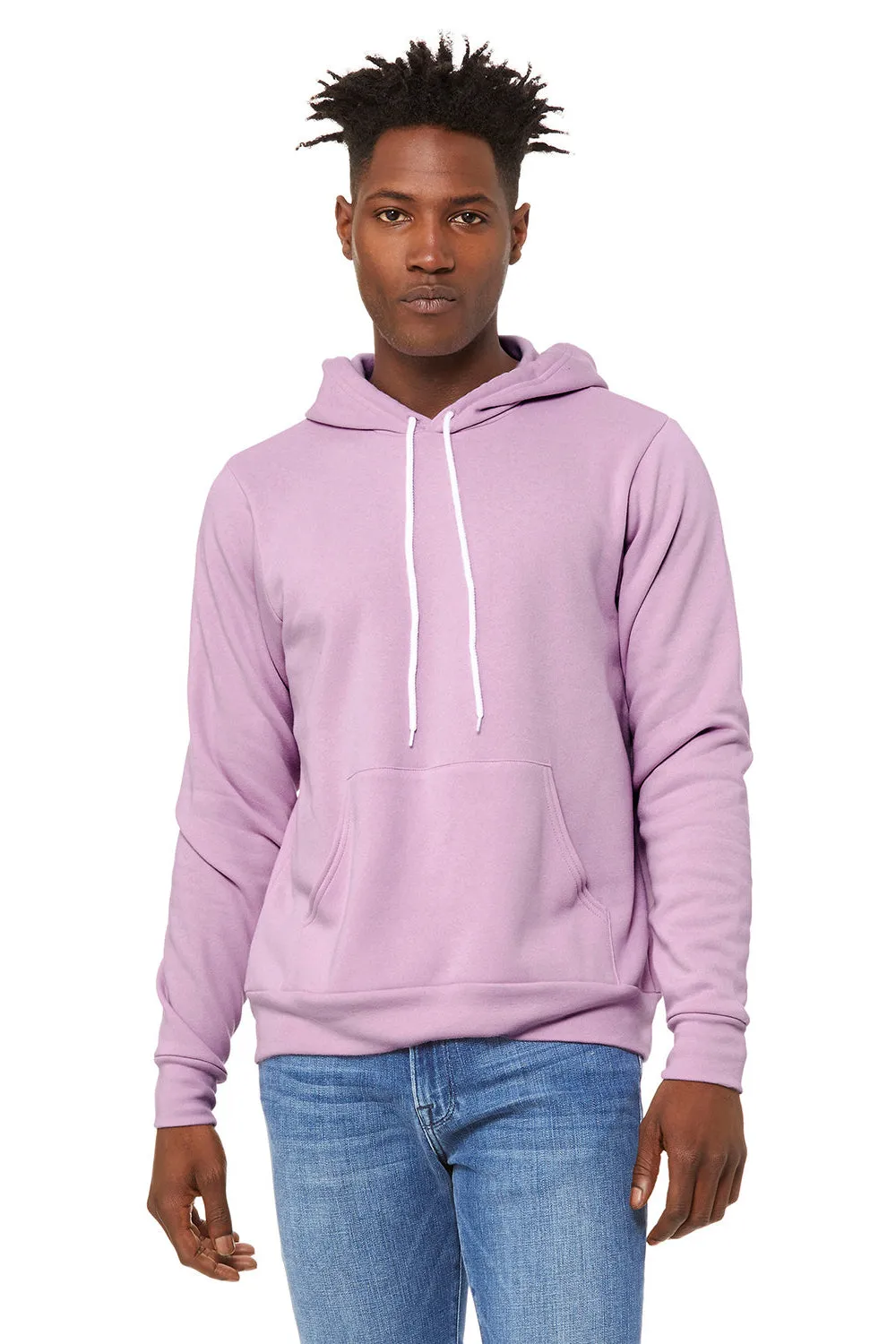 Bella   Canvas Mens Sponge Fleece Hooded Sweatshirt Hoodie w/ Pouch Pocket - Lilac Purple