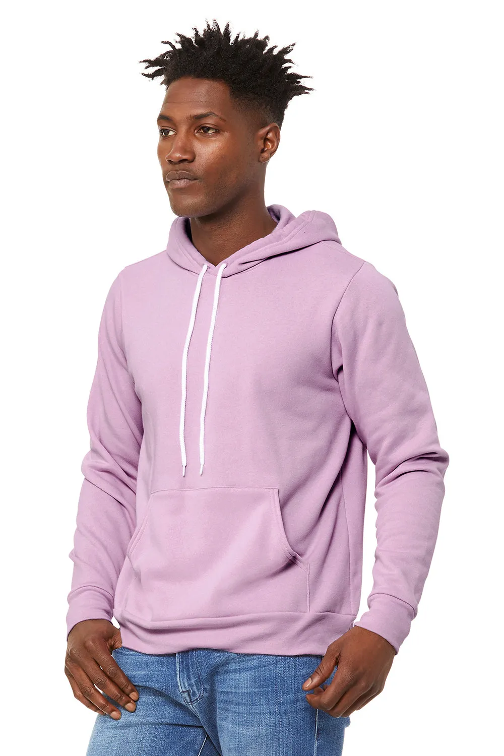 Bella   Canvas Mens Sponge Fleece Hooded Sweatshirt Hoodie w/ Pouch Pocket - Lilac Purple