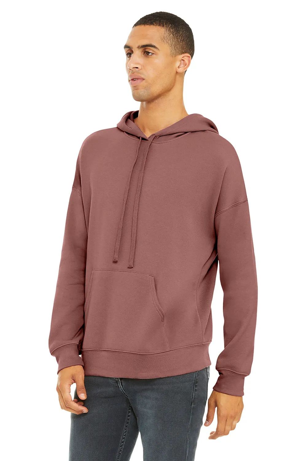 Bella   Canvas Mens Sponge Fleece Hooded Sweatshirt Hoodie w/ Pouch Pocket - Mauve