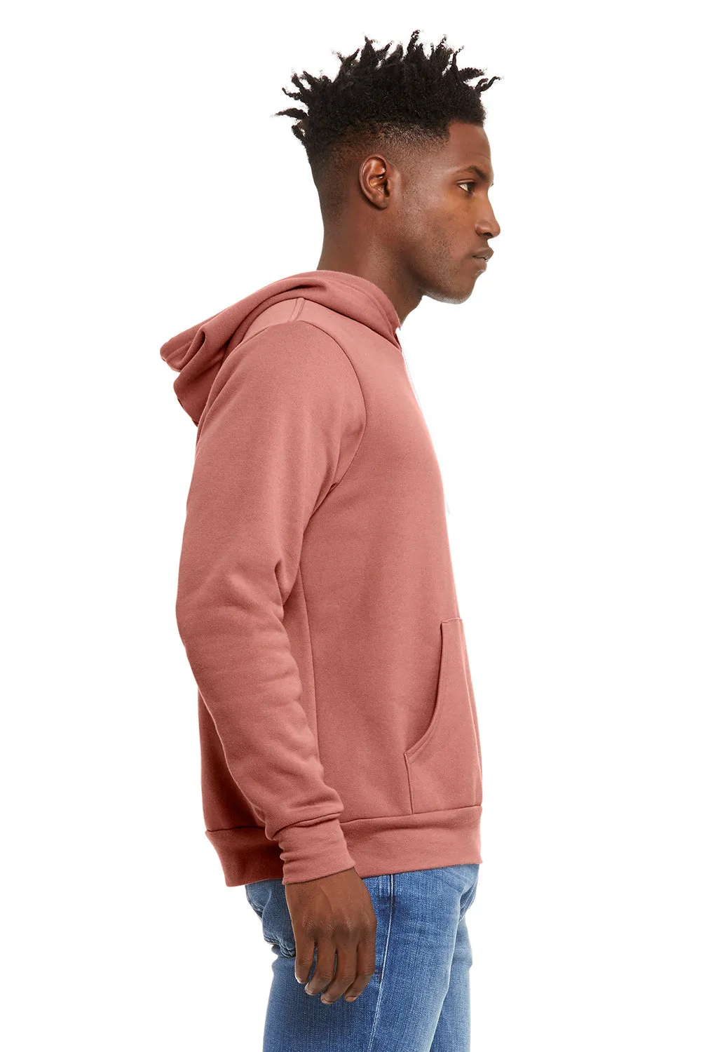 Bella   Canvas Mens Sponge Fleece Hooded Sweatshirt Hoodie w/ Pouch Pocket - Mauve