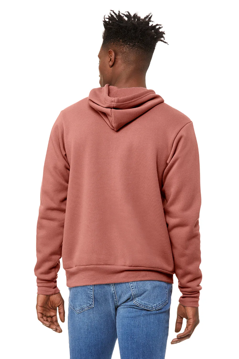 Bella   Canvas Mens Sponge Fleece Hooded Sweatshirt Hoodie w/ Pouch Pocket - Mauve