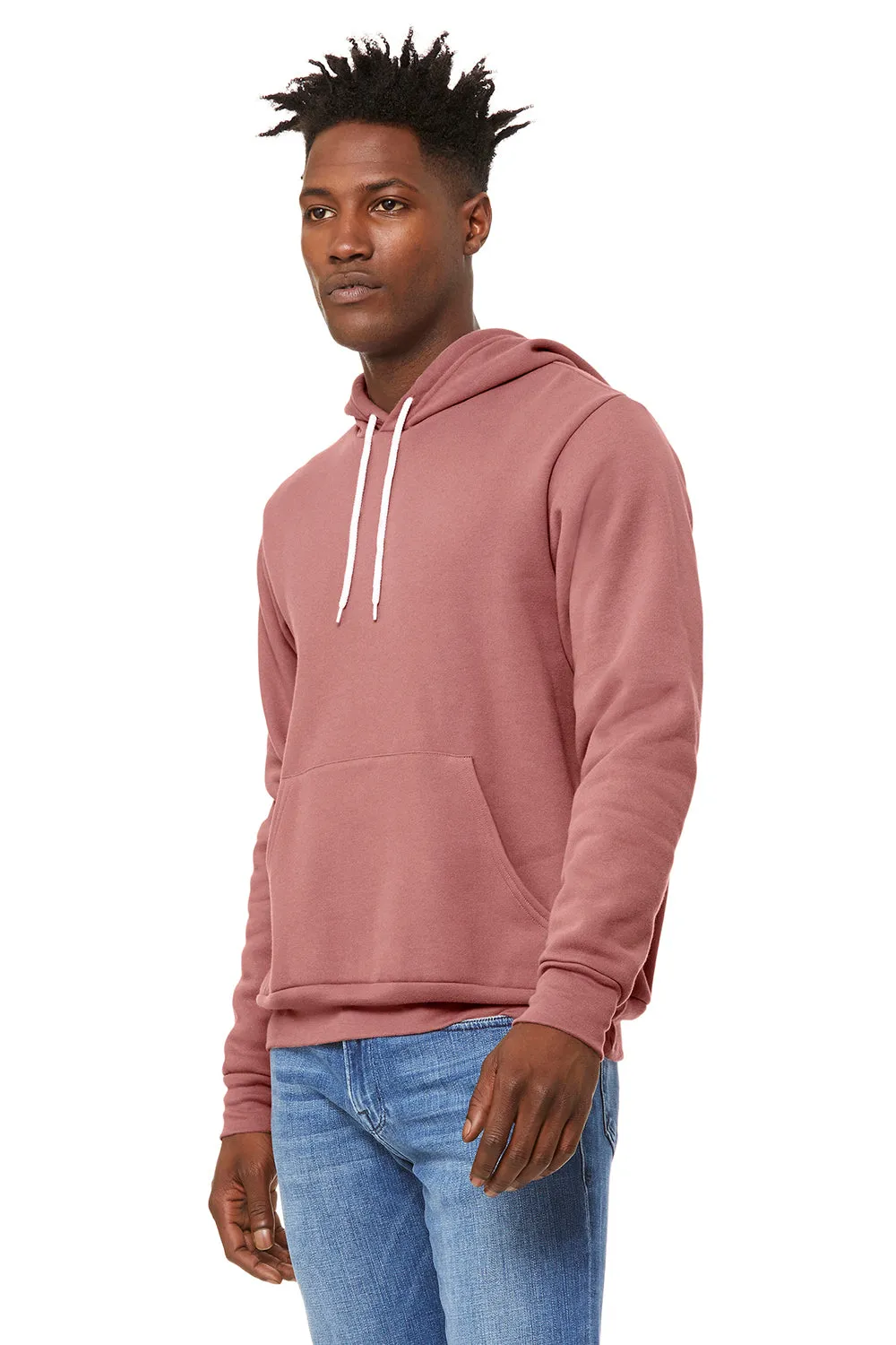 Bella   Canvas Mens Sponge Fleece Hooded Sweatshirt Hoodie w/ Pouch Pocket - Mauve