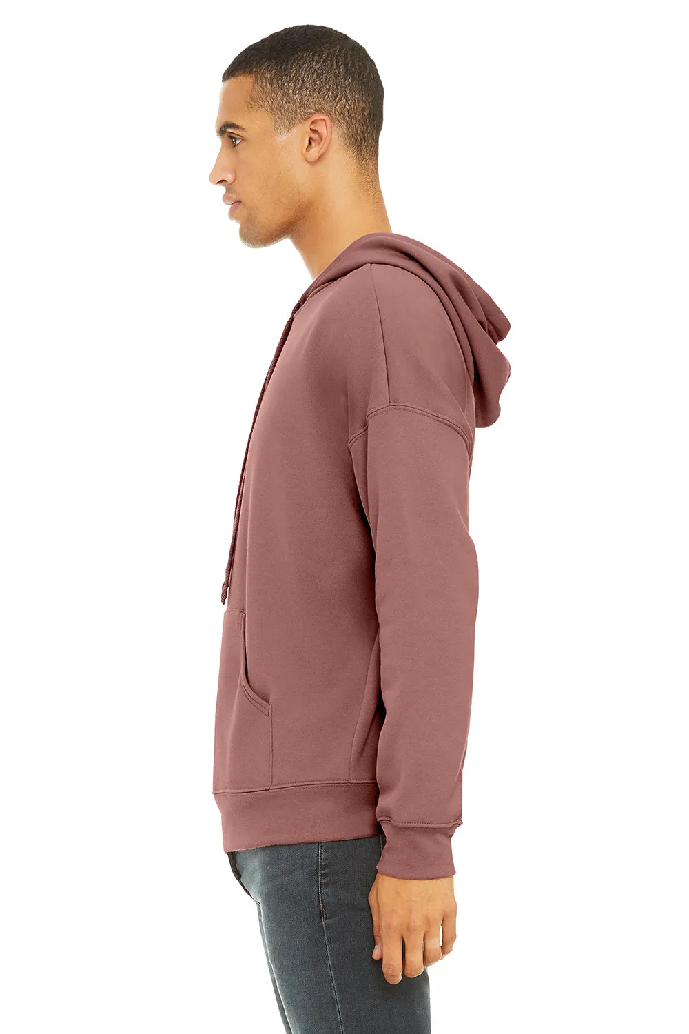 Bella   Canvas Mens Sponge Fleece Hooded Sweatshirt Hoodie w/ Pouch Pocket - Mauve