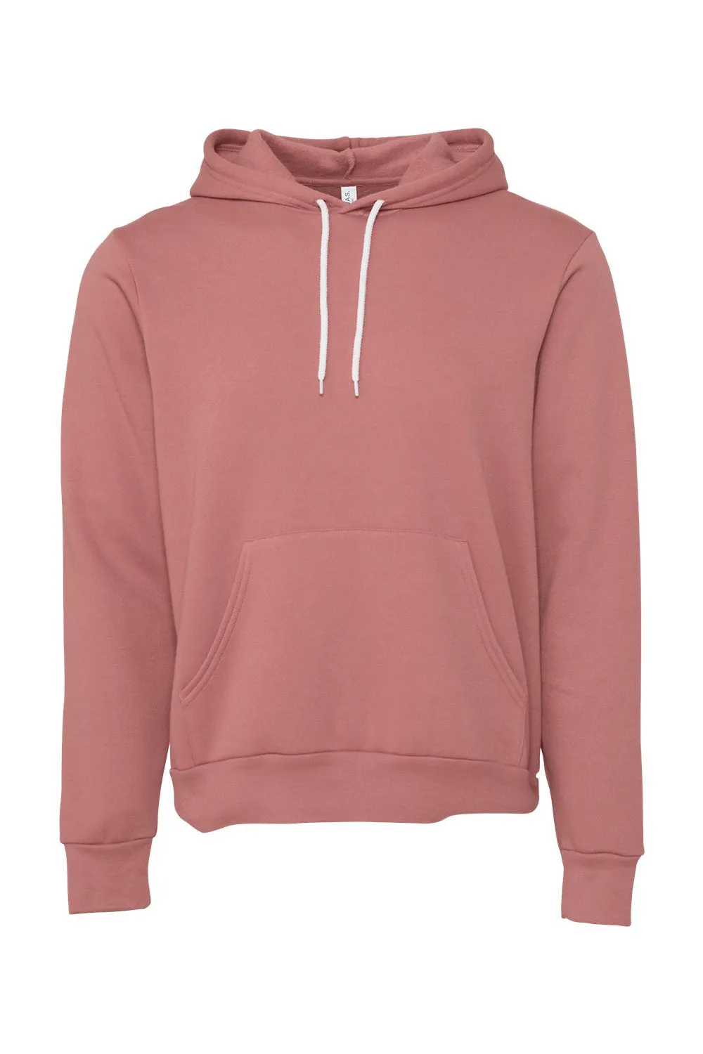 Bella   Canvas Mens Sponge Fleece Hooded Sweatshirt Hoodie w/ Pouch Pocket - Mauve