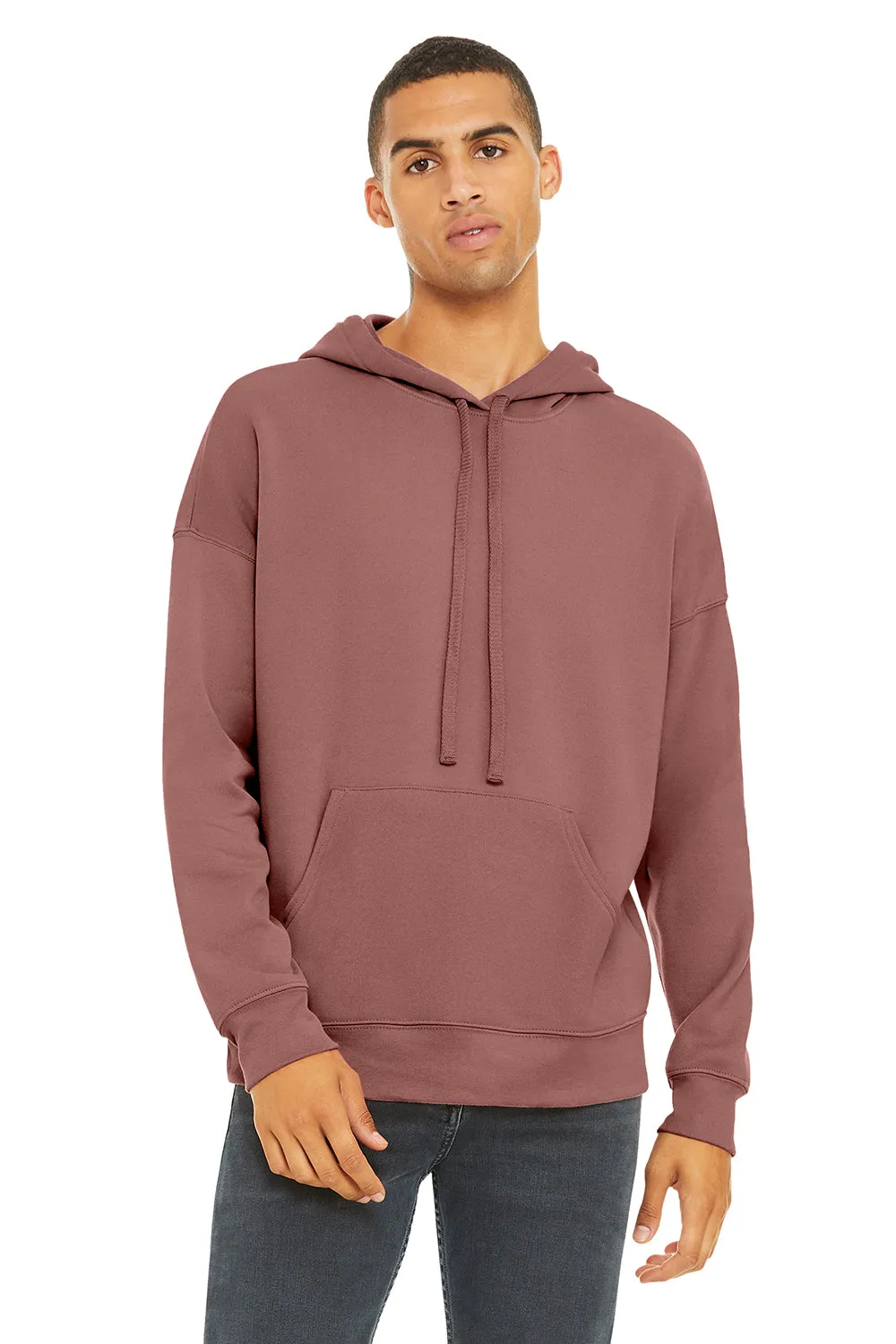 Bella   Canvas Mens Sponge Fleece Hooded Sweatshirt Hoodie w/ Pouch Pocket - Mauve