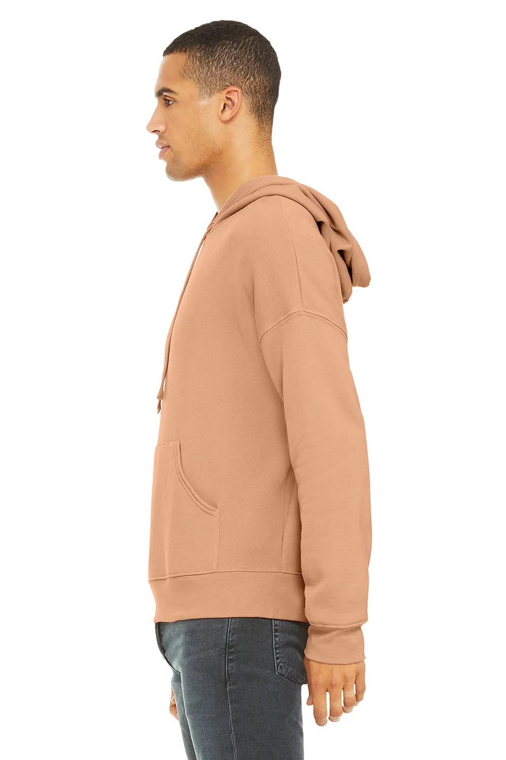 Bella   Canvas Mens Sponge Fleece Hooded Sweatshirt Hoodie w/ Pouch Pocket - Peach
