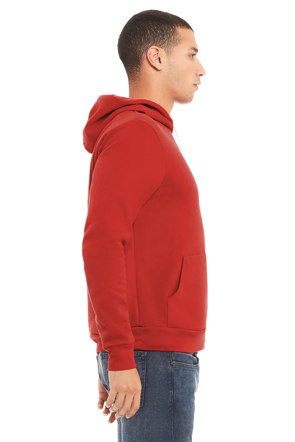 Bella   Canvas Mens Sponge Fleece Hooded Sweatshirt Hoodie w/ Pouch Pocket - Red