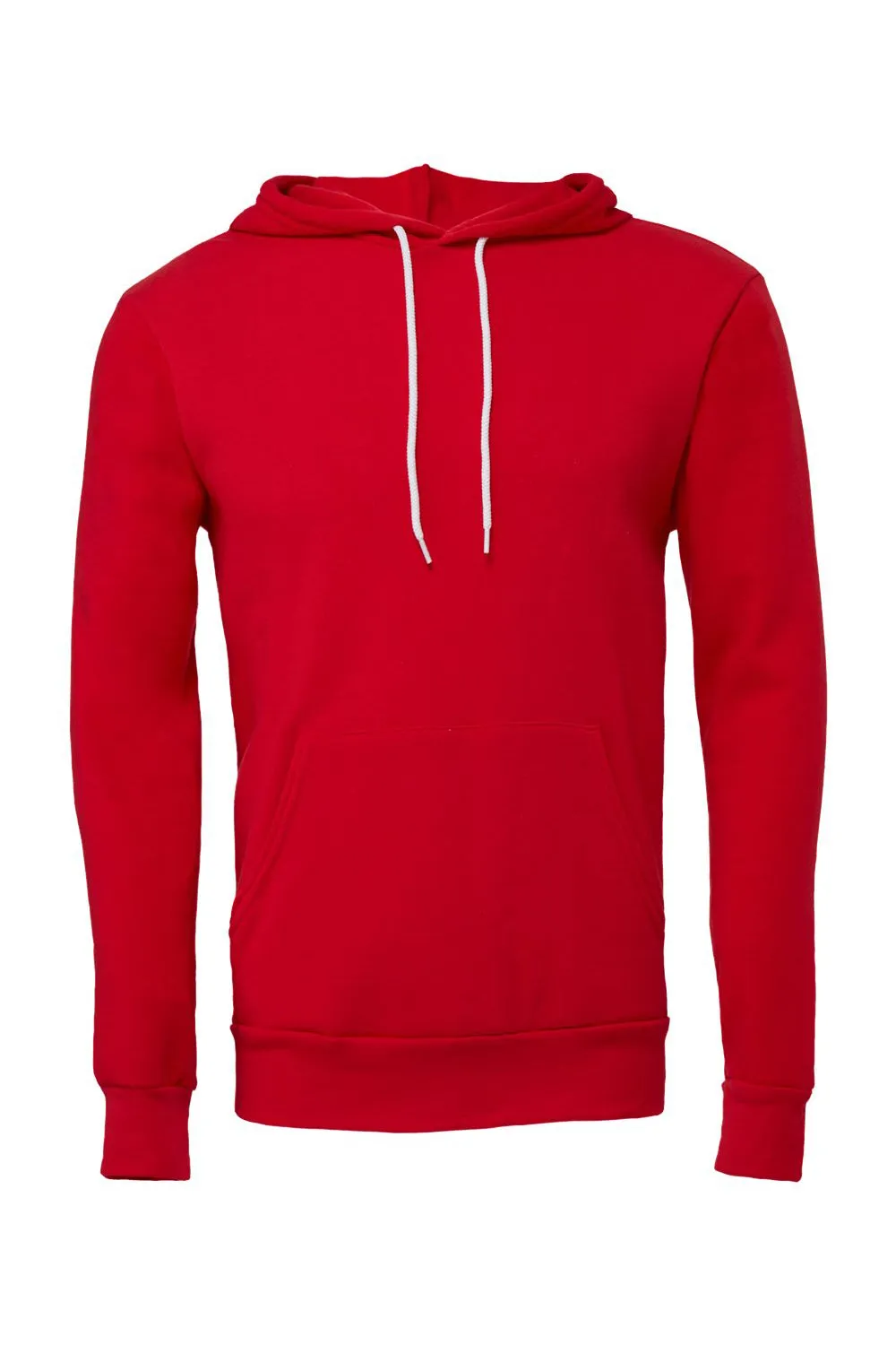 Bella   Canvas Mens Sponge Fleece Hooded Sweatshirt Hoodie w/ Pouch Pocket - Red