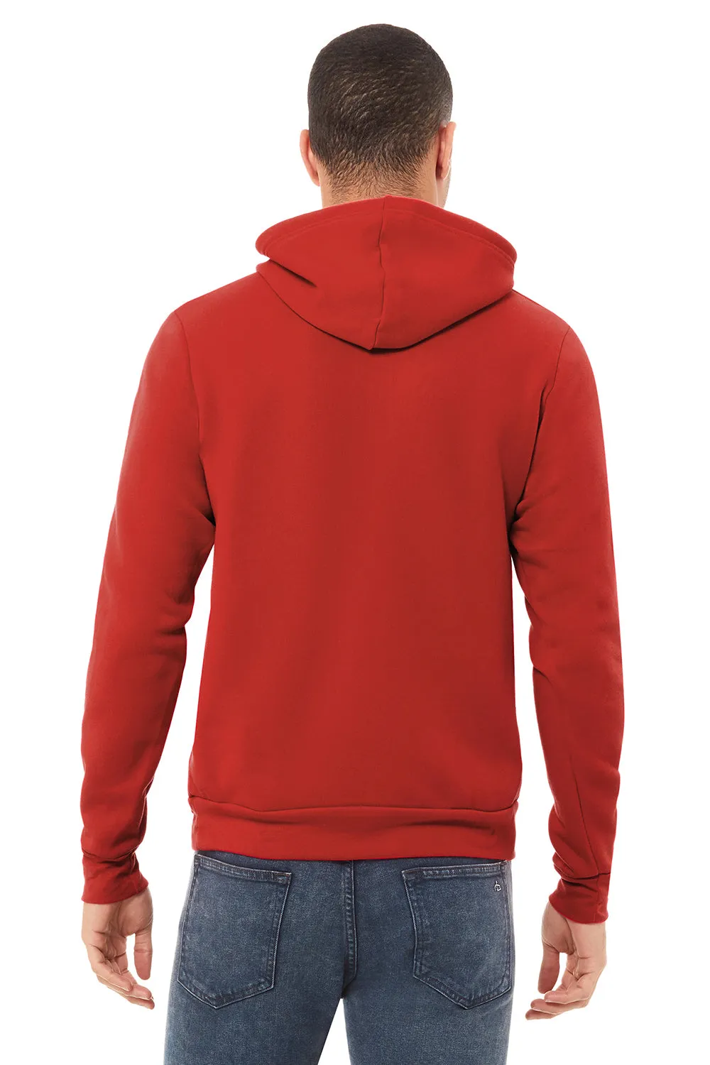 Bella   Canvas Mens Sponge Fleece Hooded Sweatshirt Hoodie w/ Pouch Pocket - Red