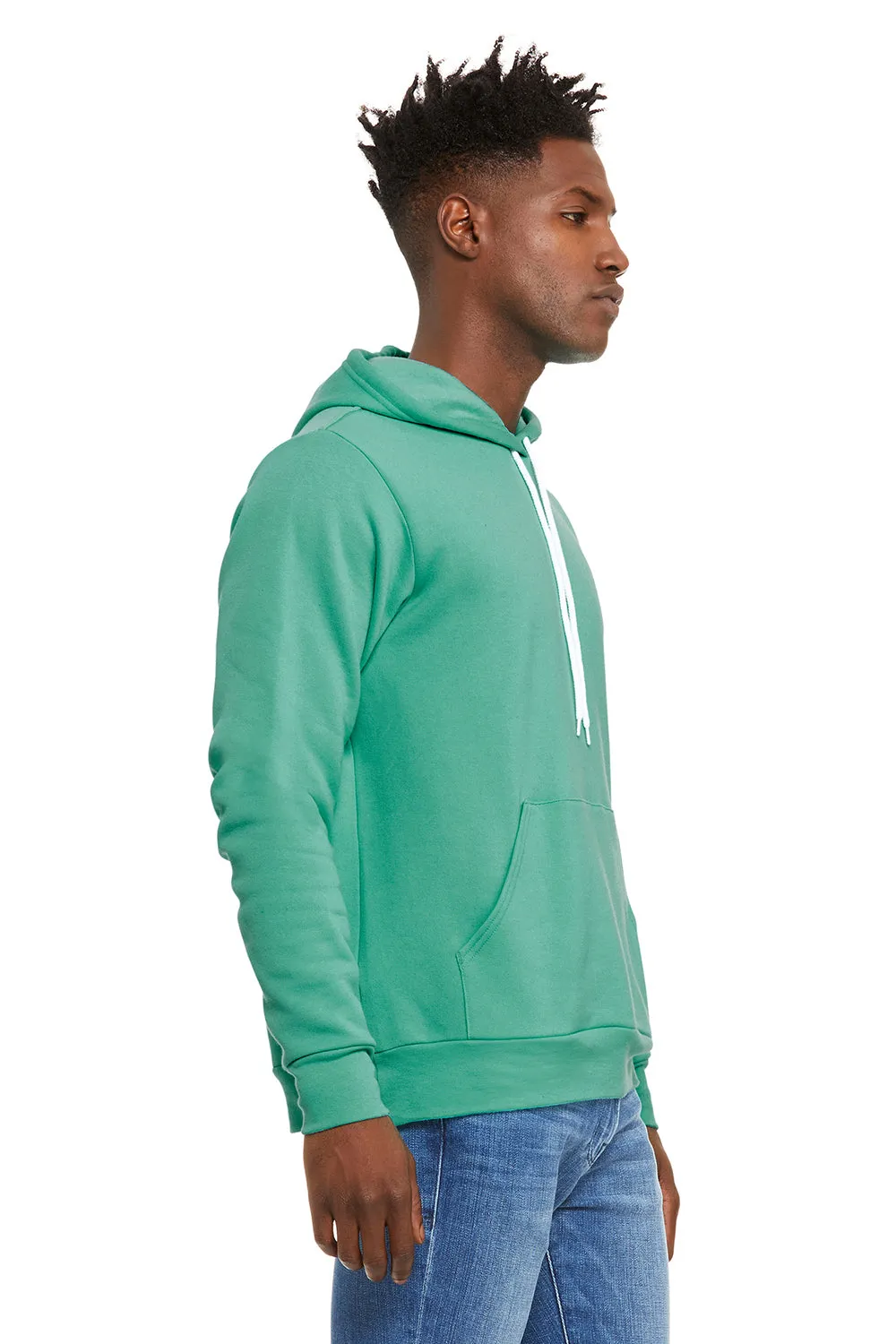 Bella   Canvas Mens Sponge Fleece Hooded Sweatshirt Hoodie w/ Pouch Pocket - Teal Green