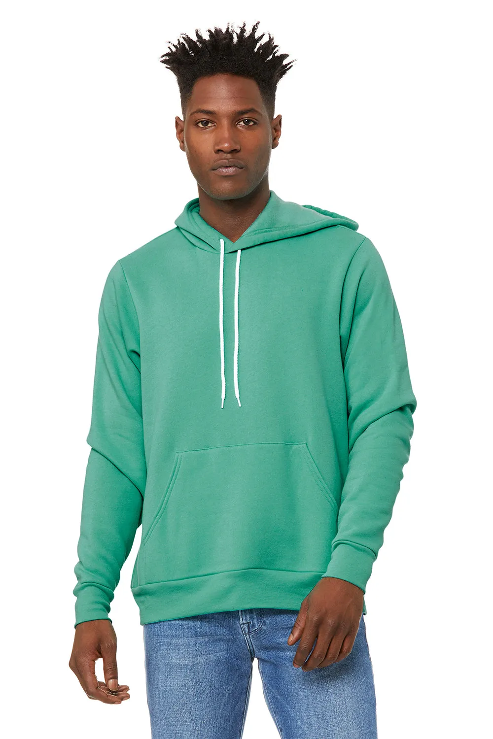 Bella   Canvas Mens Sponge Fleece Hooded Sweatshirt Hoodie w/ Pouch Pocket - Teal Green