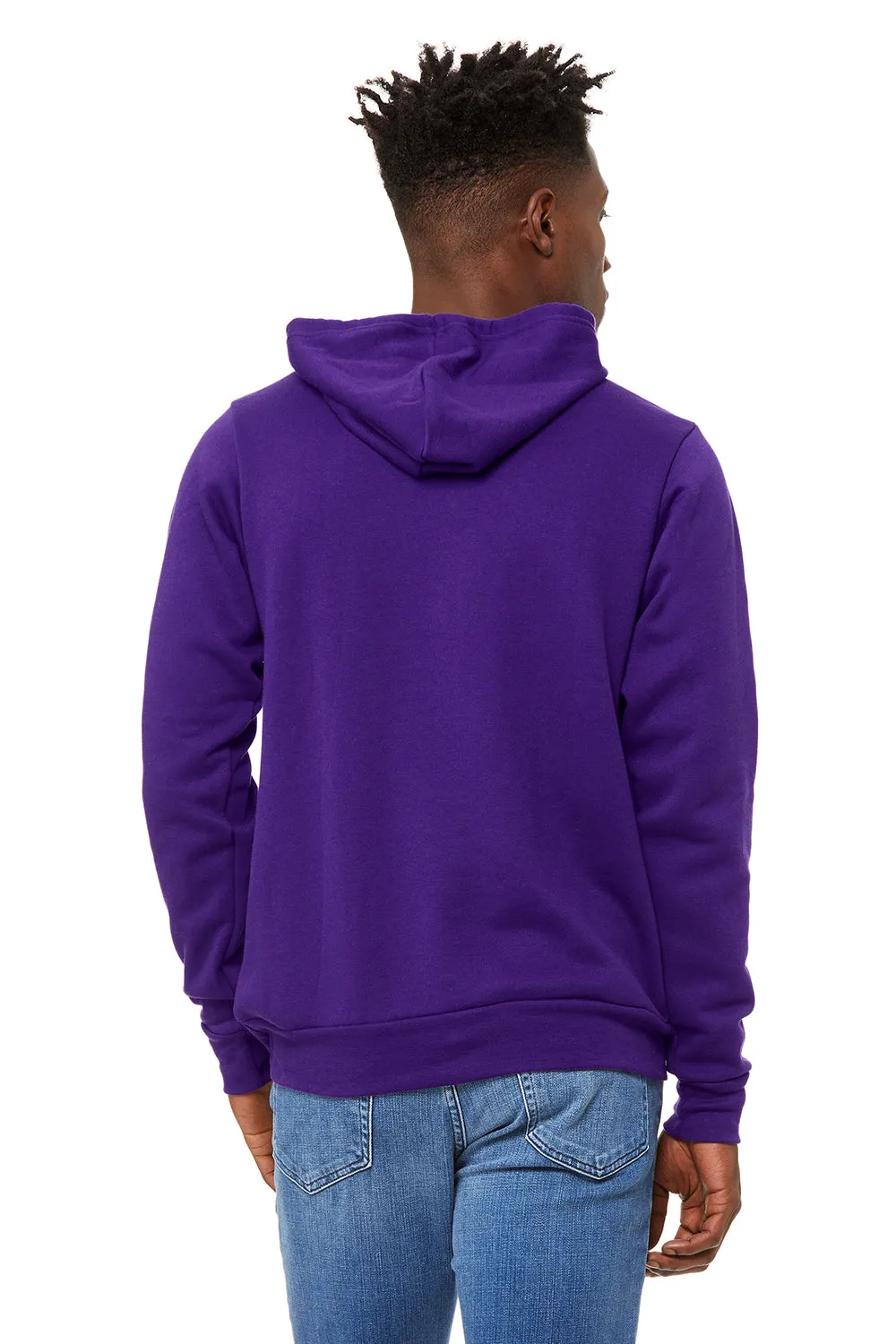Bella   Canvas Mens Sponge Fleece Hooded Sweatshirt Hoodie w/ Pouch Pocket - Team Purple