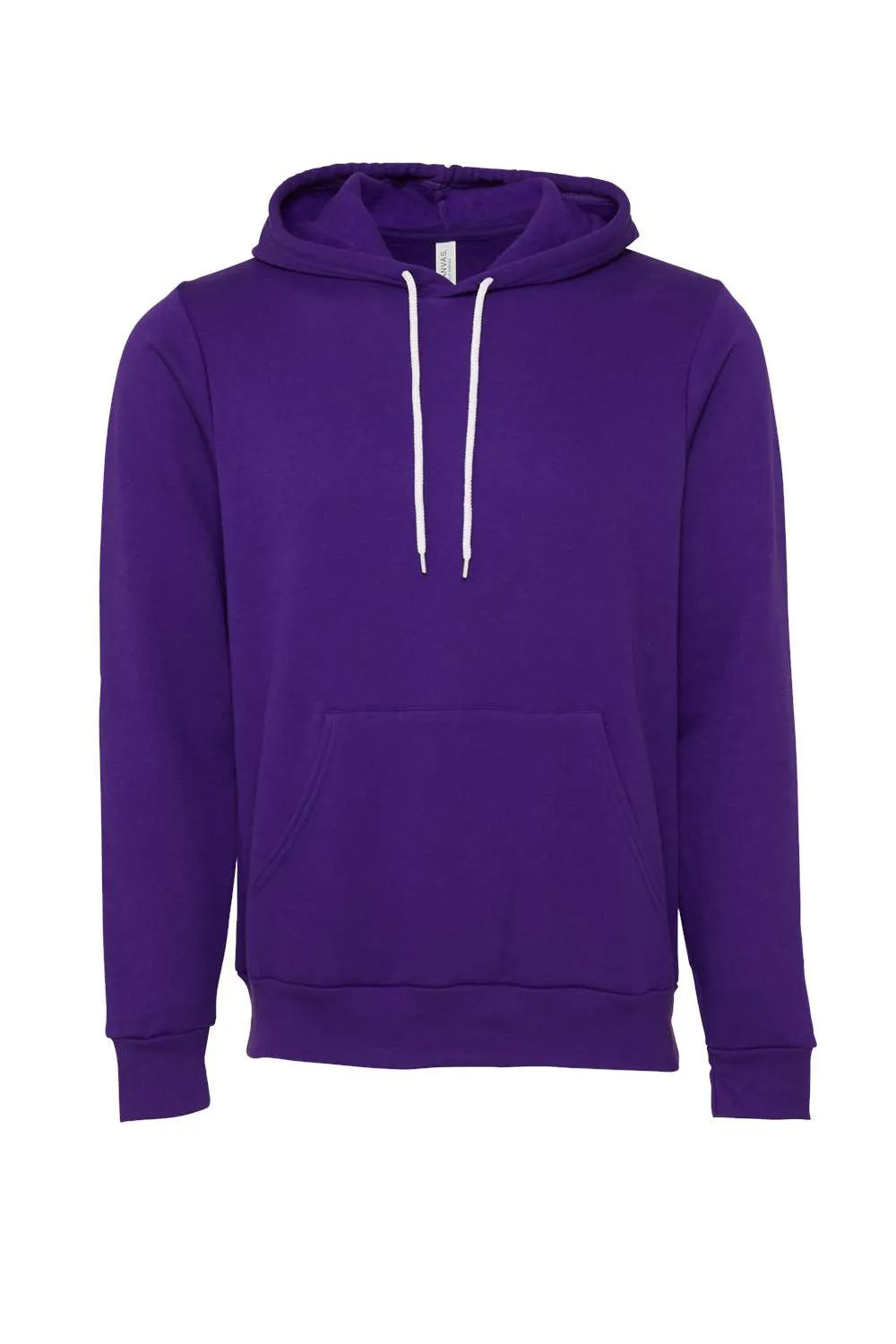Bella   Canvas Mens Sponge Fleece Hooded Sweatshirt Hoodie w/ Pouch Pocket - Team Purple