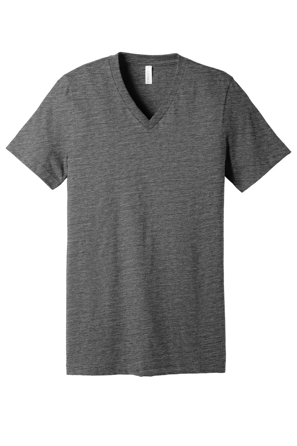 Bella   Canvas Mens Textured Jersey Short Sleeve V-Neck T-Shirt - Asphalt Grey Slub