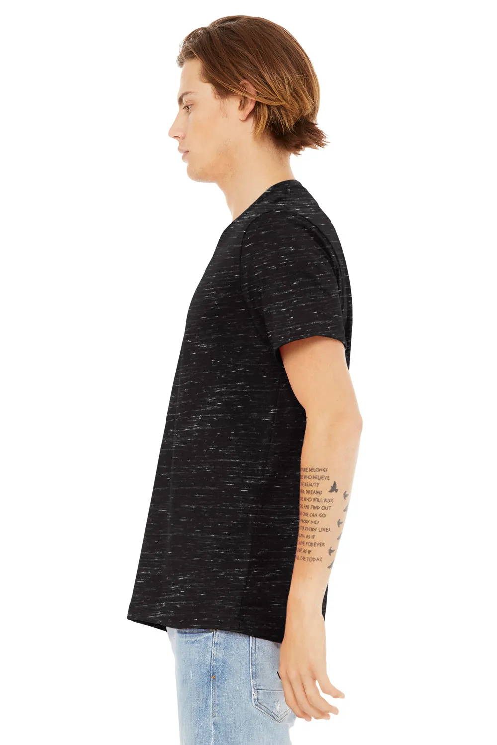 Bella   Canvas Mens Textured Jersey Short Sleeve V-Neck T-Shirt - Black Marble