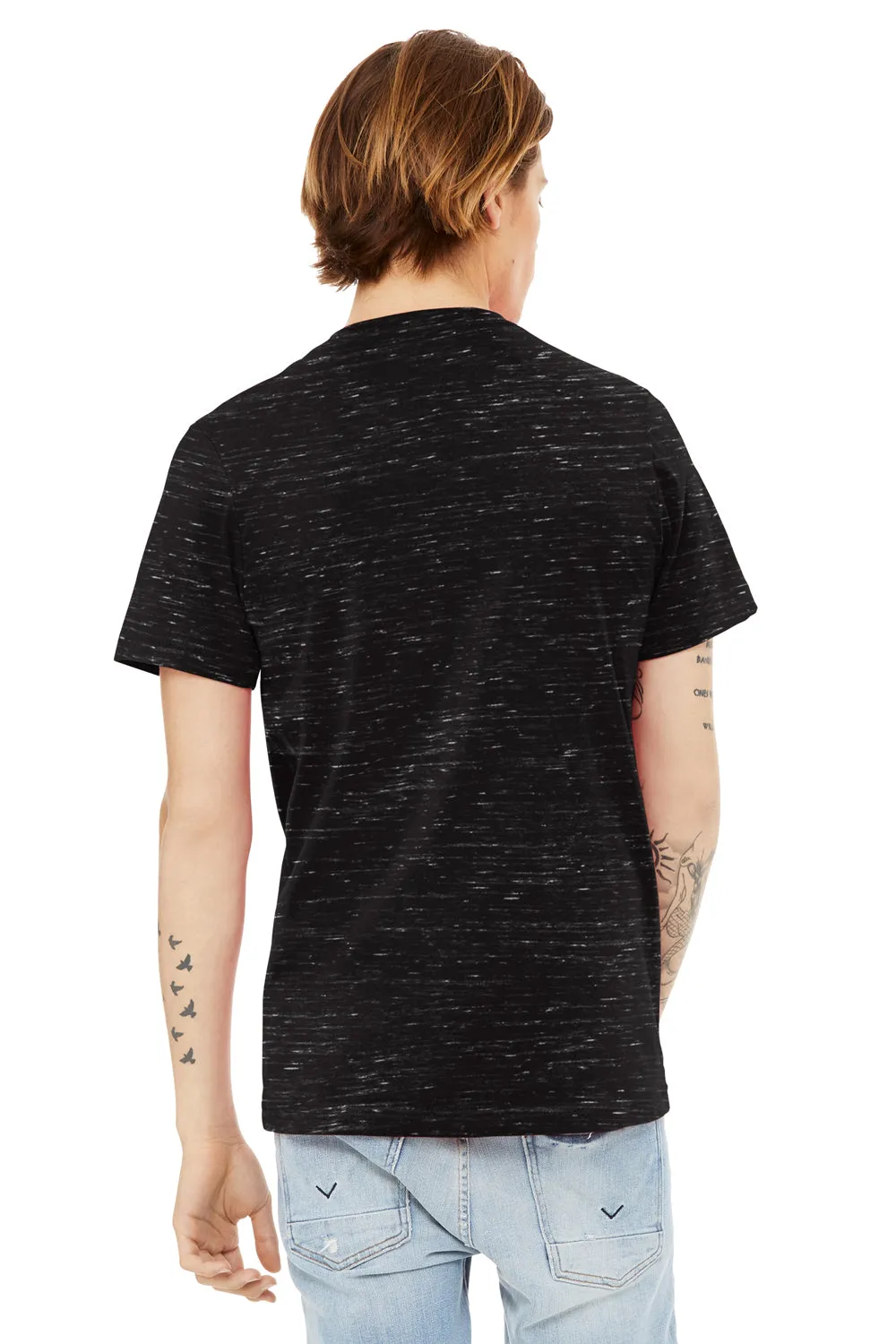 Bella   Canvas Mens Textured Jersey Short Sleeve V-Neck T-Shirt - Black Marble