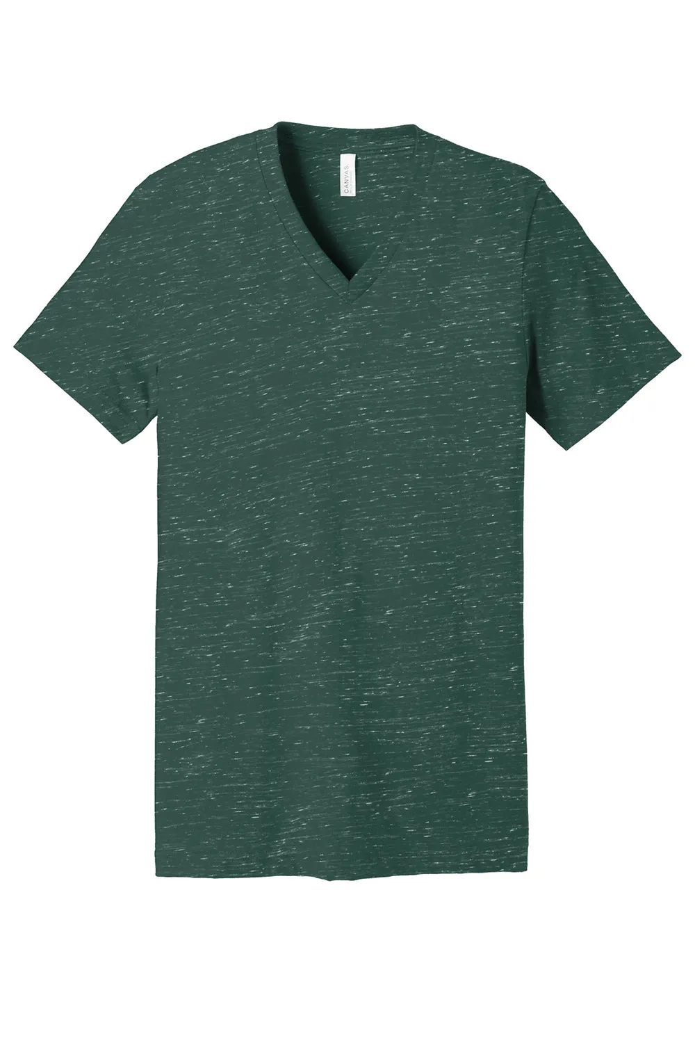 Bella   Canvas Mens Textured Jersey Short Sleeve V-Neck T-Shirt - Forest Green Marble