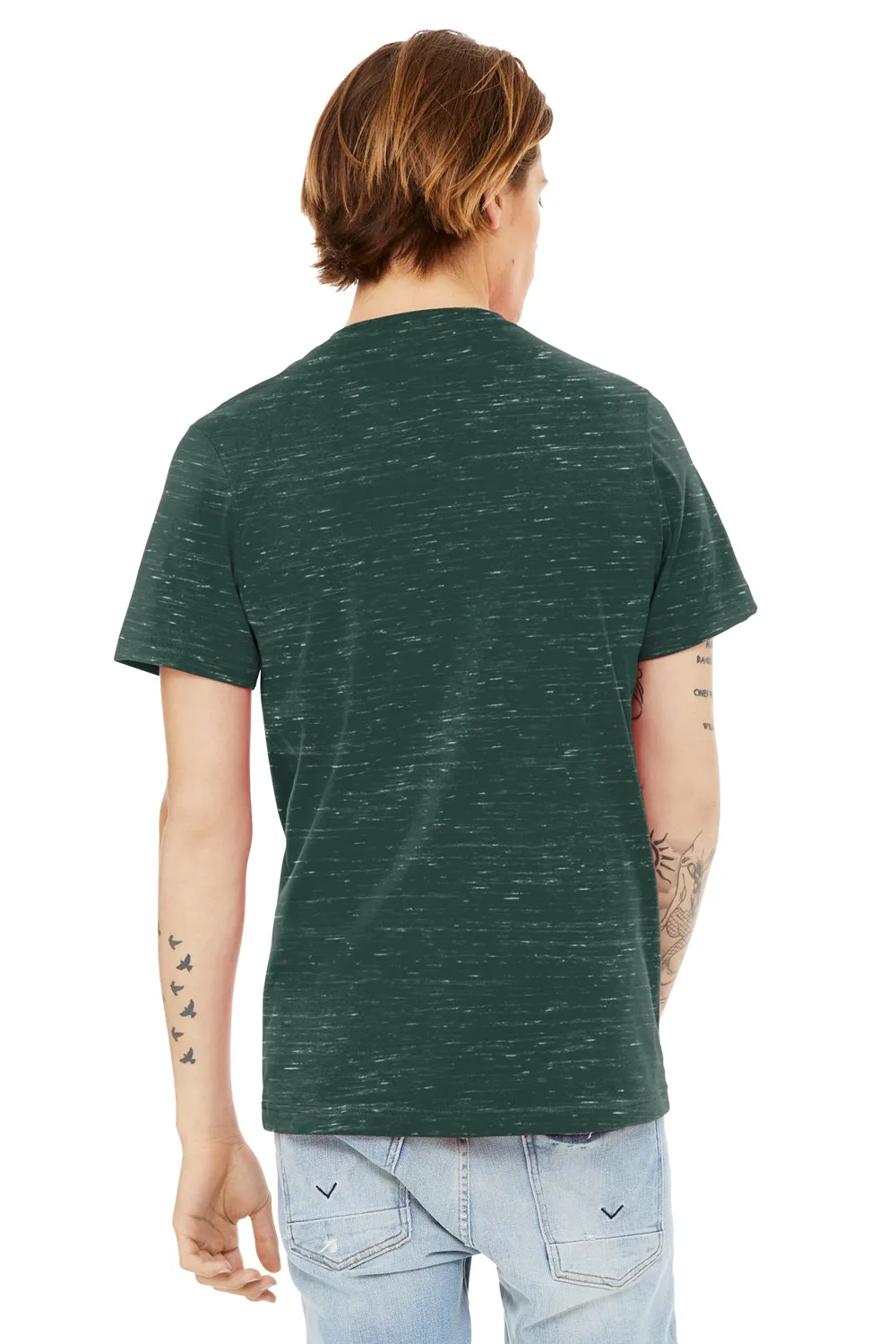Bella   Canvas Mens Textured Jersey Short Sleeve V-Neck T-Shirt - Forest Green Marble