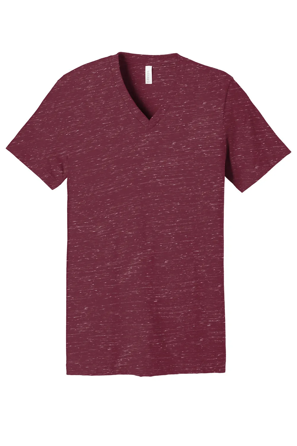 Bella   Canvas Mens Textured Jersey Short Sleeve V-Neck T-Shirt - Maroon Marble