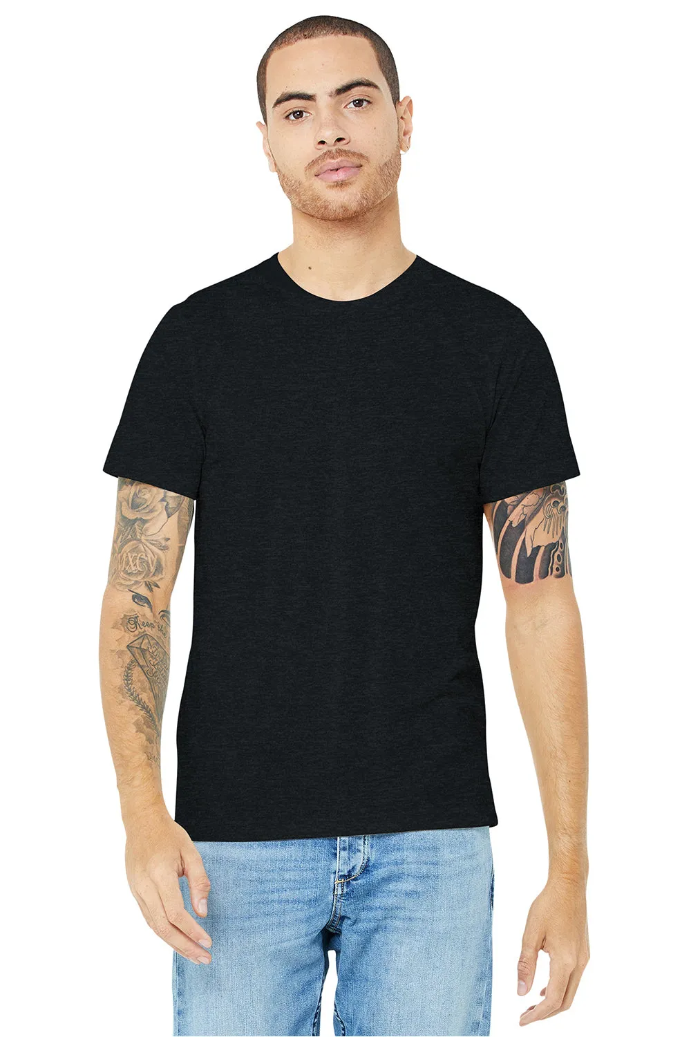 Bella   Canvas Mens USA Made Jersey Short Sleeve Crewneck T-Shirt - Heather Dark Grey