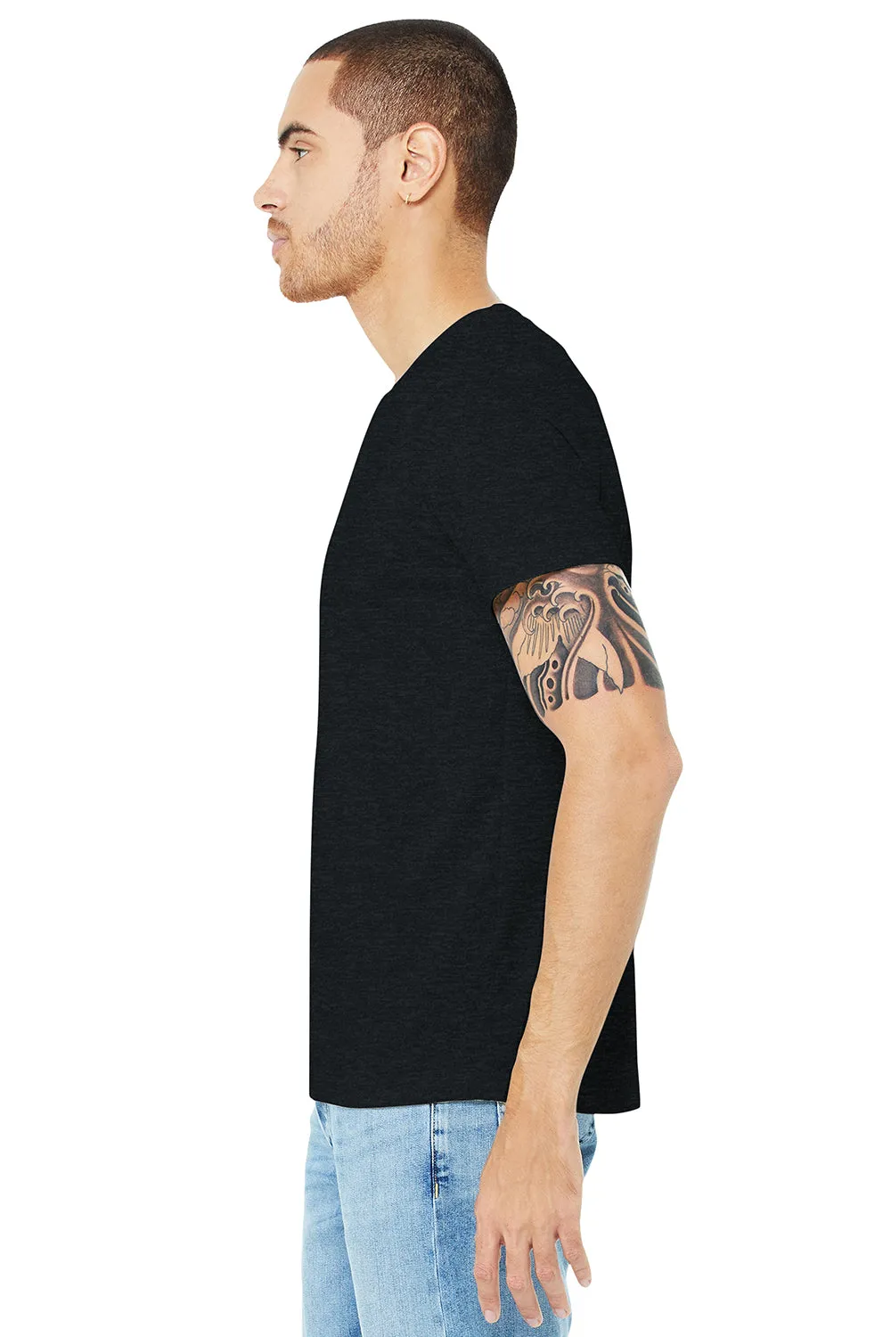 Bella   Canvas Mens USA Made Jersey Short Sleeve Crewneck T-Shirt - Heather Dark Grey