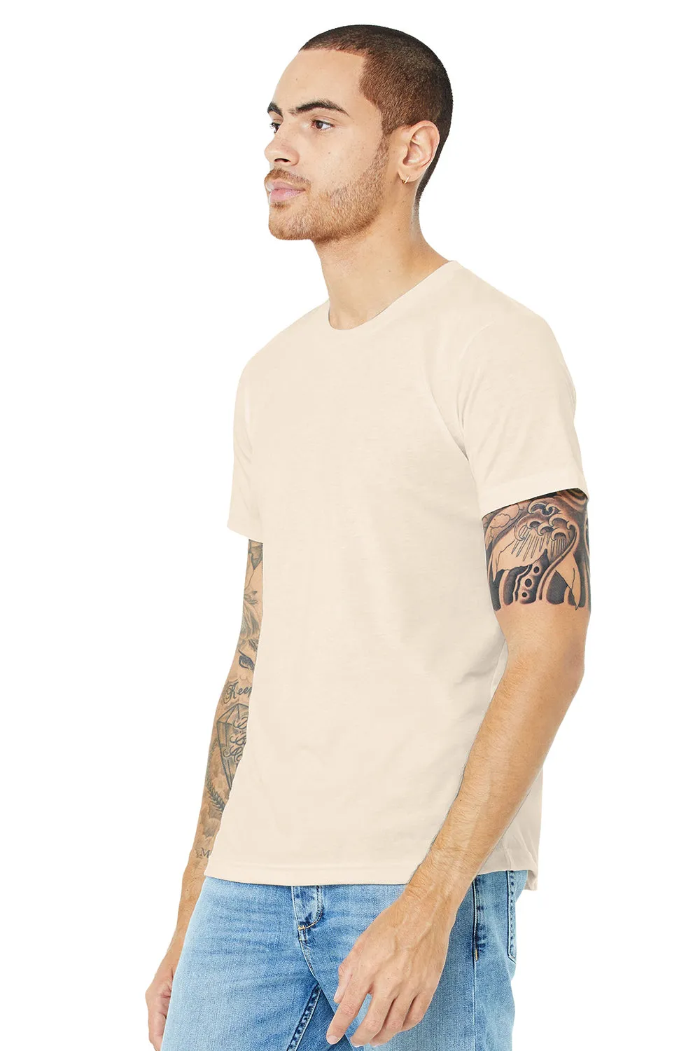 Bella   Canvas Mens USA Made Jersey Short Sleeve Crewneck T-Shirt - Natural - Closeout