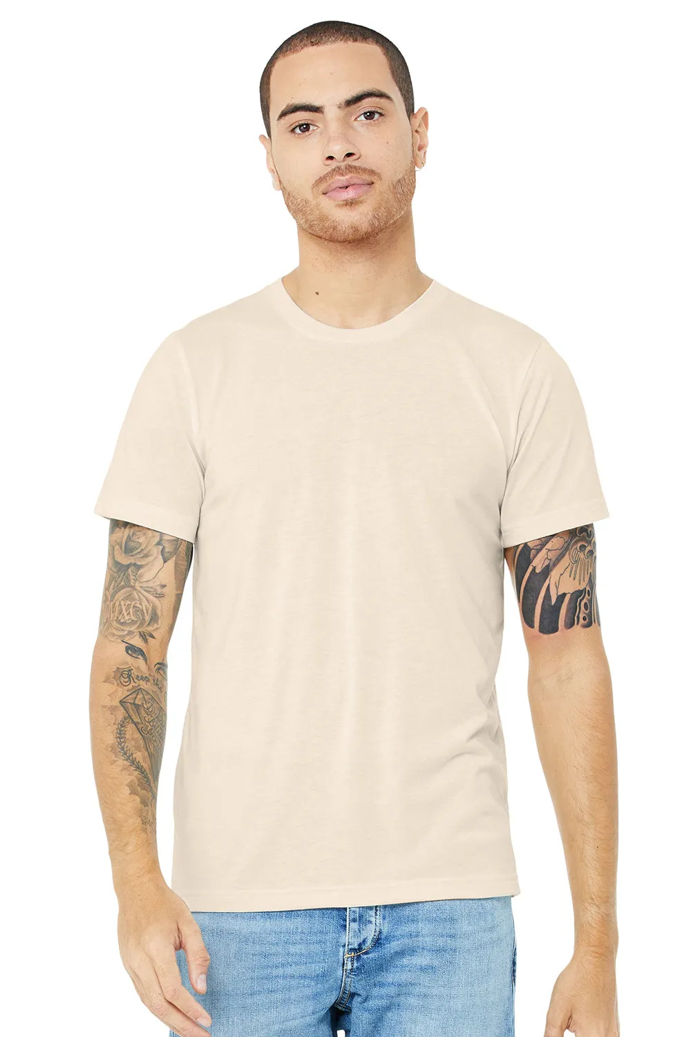 Bella   Canvas Mens USA Made Jersey Short Sleeve Crewneck T-Shirt - Natural - Closeout