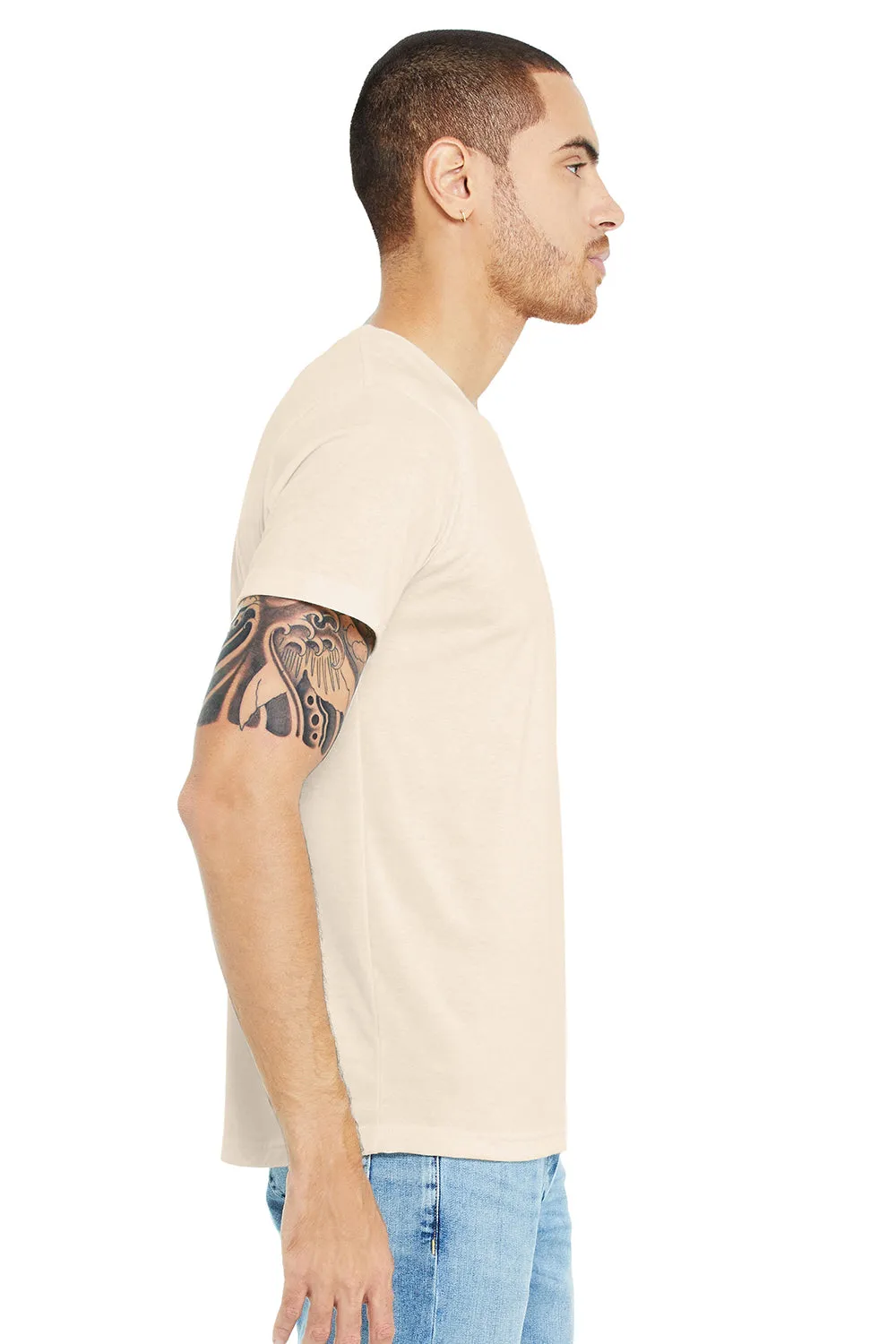 Bella   Canvas Mens USA Made Jersey Short Sleeve Crewneck T-Shirt - Natural - Closeout