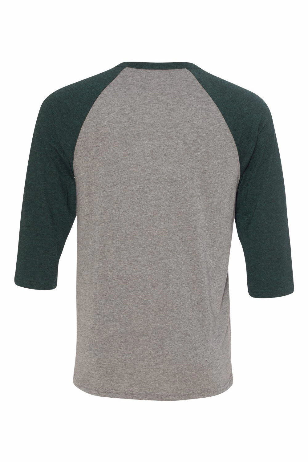 Bella   Canvas Mens 3/4 Sleeve Crewneck T-Shirt - Grey/Emerald Green - Closeout