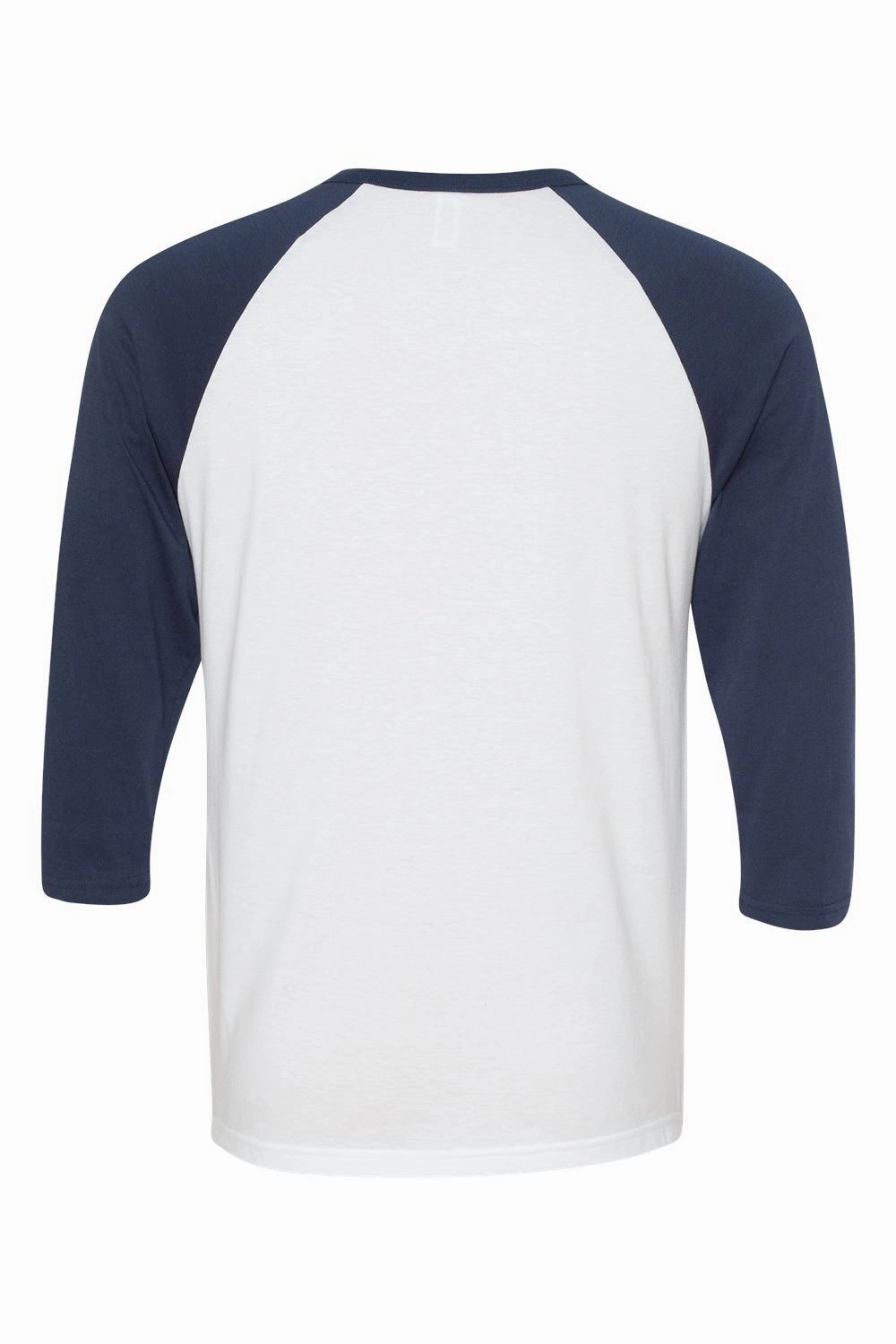 Bella   Canvas Mens 3/4 Sleeve Crewneck T-Shirt - White/Navy Blue