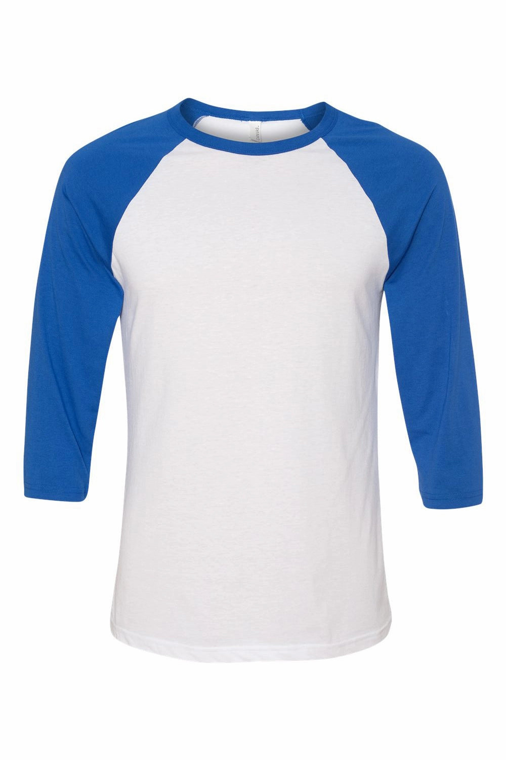 Bella   Canvas Mens 3/4 Sleeve Crewneck T-Shirt - White/Royal Blue