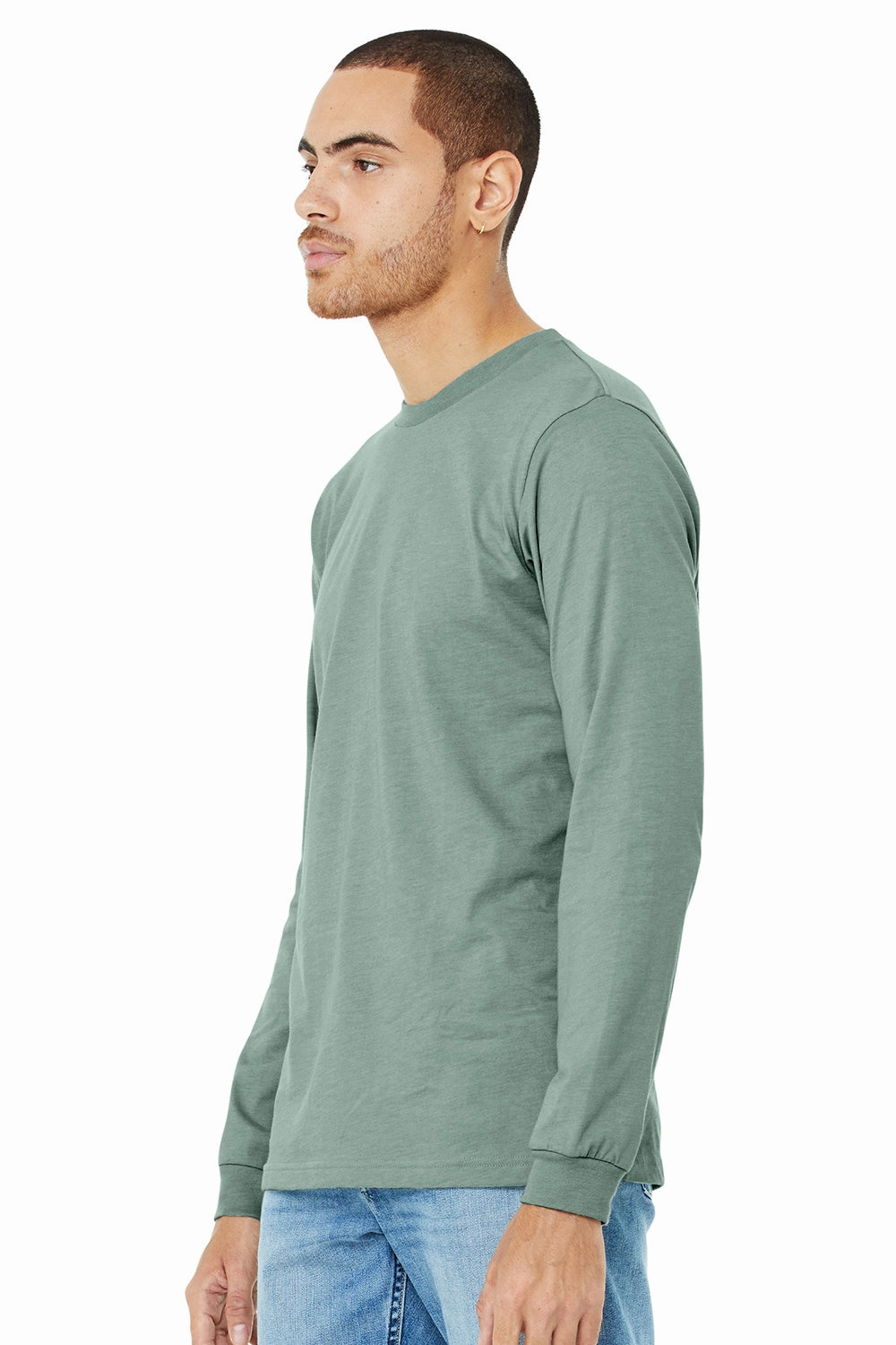 Bella   Canvas Mens CVC Long Sleeve Crewneck T-Shirt - Heather Dusty Blue