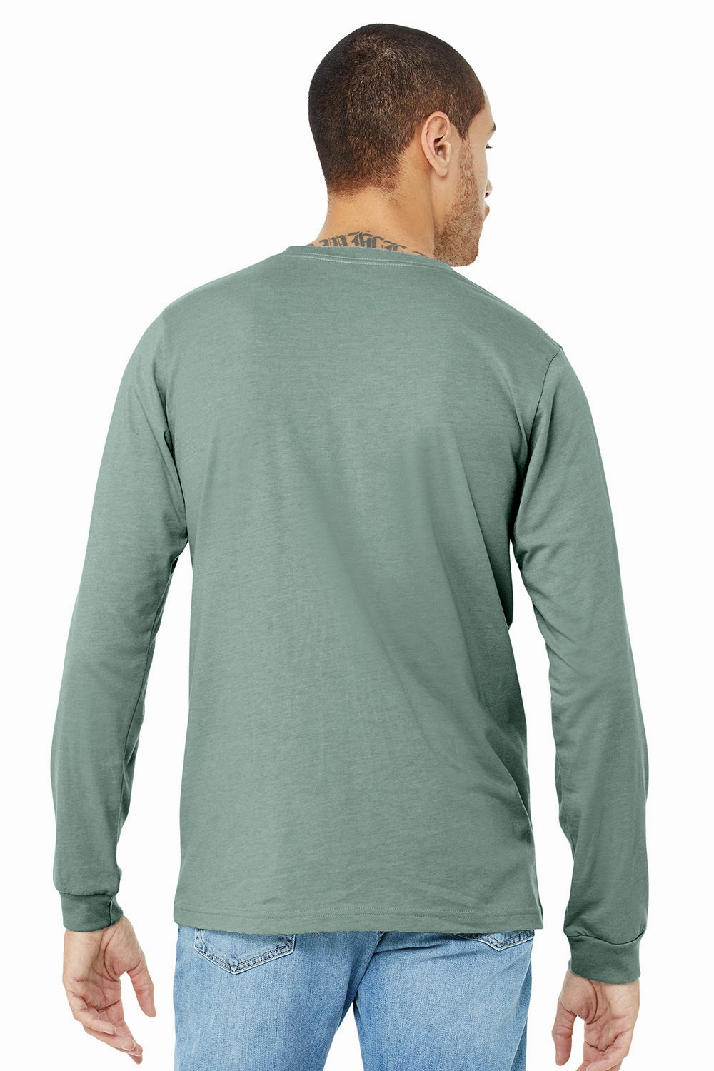 Bella   Canvas Mens CVC Long Sleeve Crewneck T-Shirt - Heather Dusty Blue