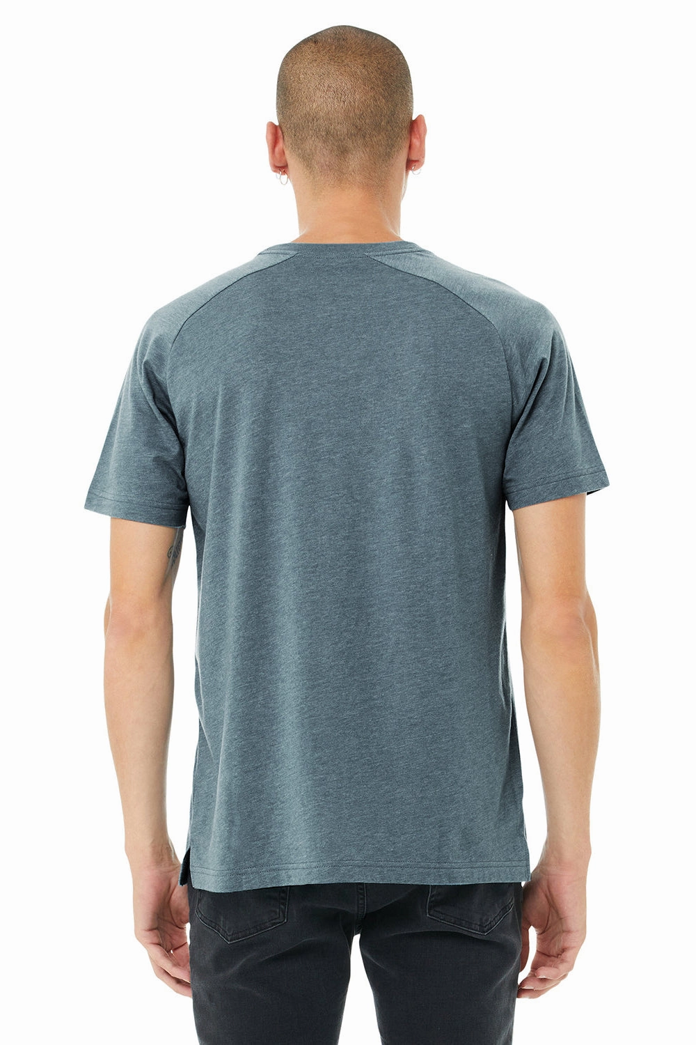 Bella   Canvas Mens CVC Raglan Short Sleeve Crewneck T-Shirt - Heather Slate - Closeout