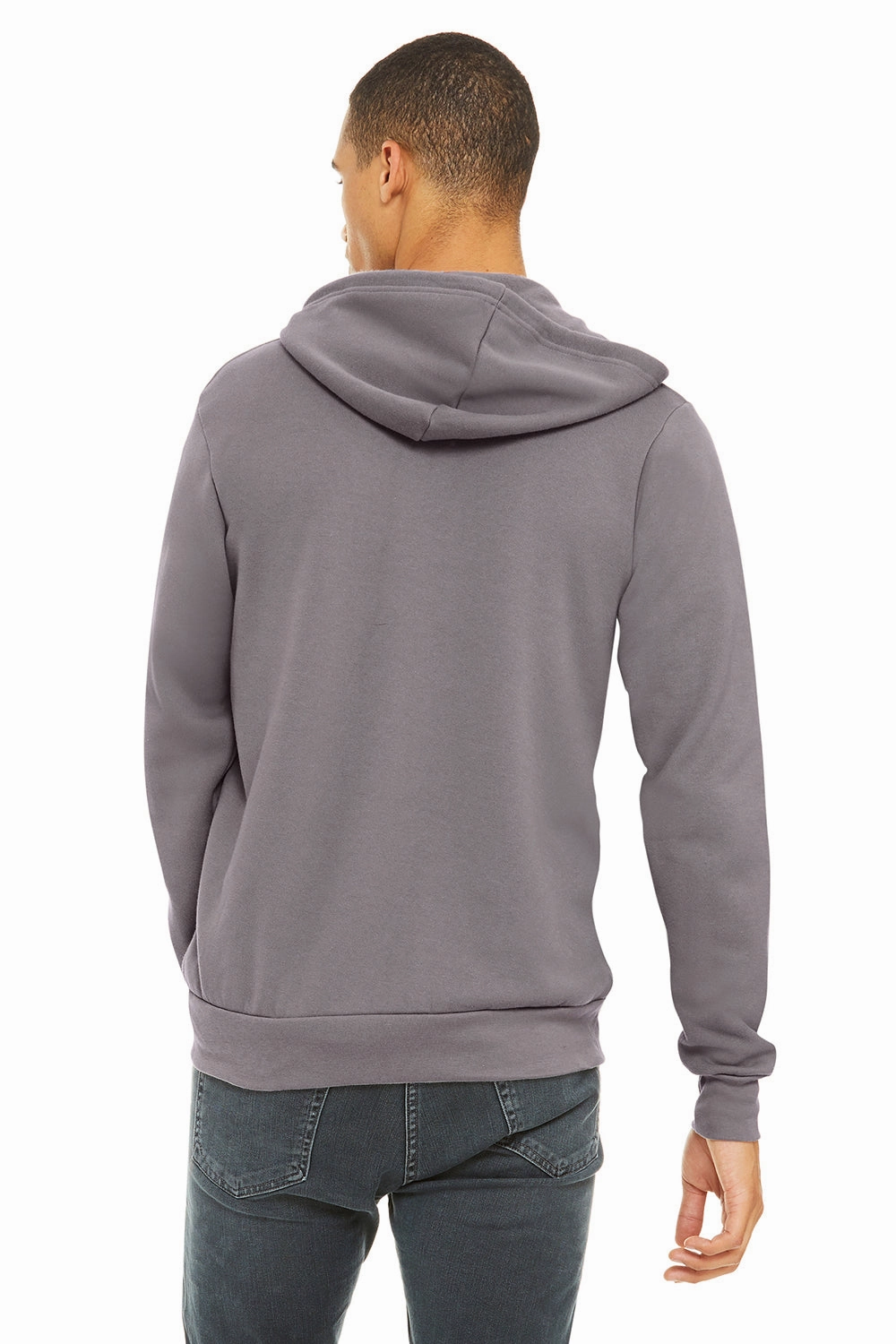 Bella   Canvas Mens Fleece Full Zip Hooded Sweatshirt Hoodie w/ Pockets - Storm Grey