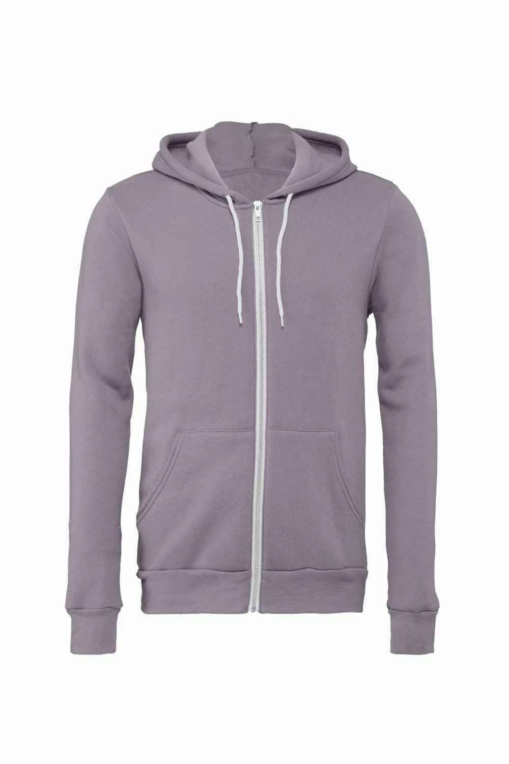 Bella   Canvas Mens Fleece Full Zip Hooded Sweatshirt Hoodie w/ Pockets - Storm Grey