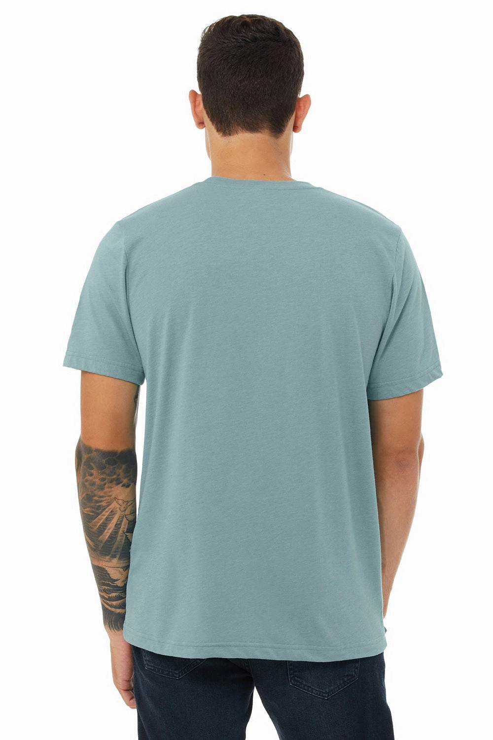 Bella   Canvas Mens Heather CVC Short Sleeve Crewneck T-Shirt - Heather Blue Lagoon