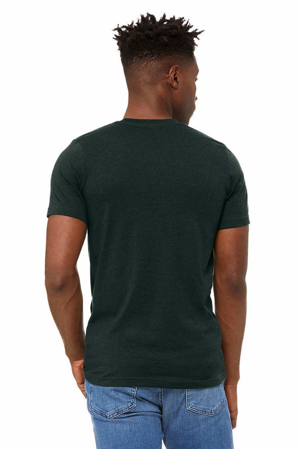 Bella   Canvas Mens Heather CVC Short Sleeve Crewneck T-Shirt - Heather Emerald