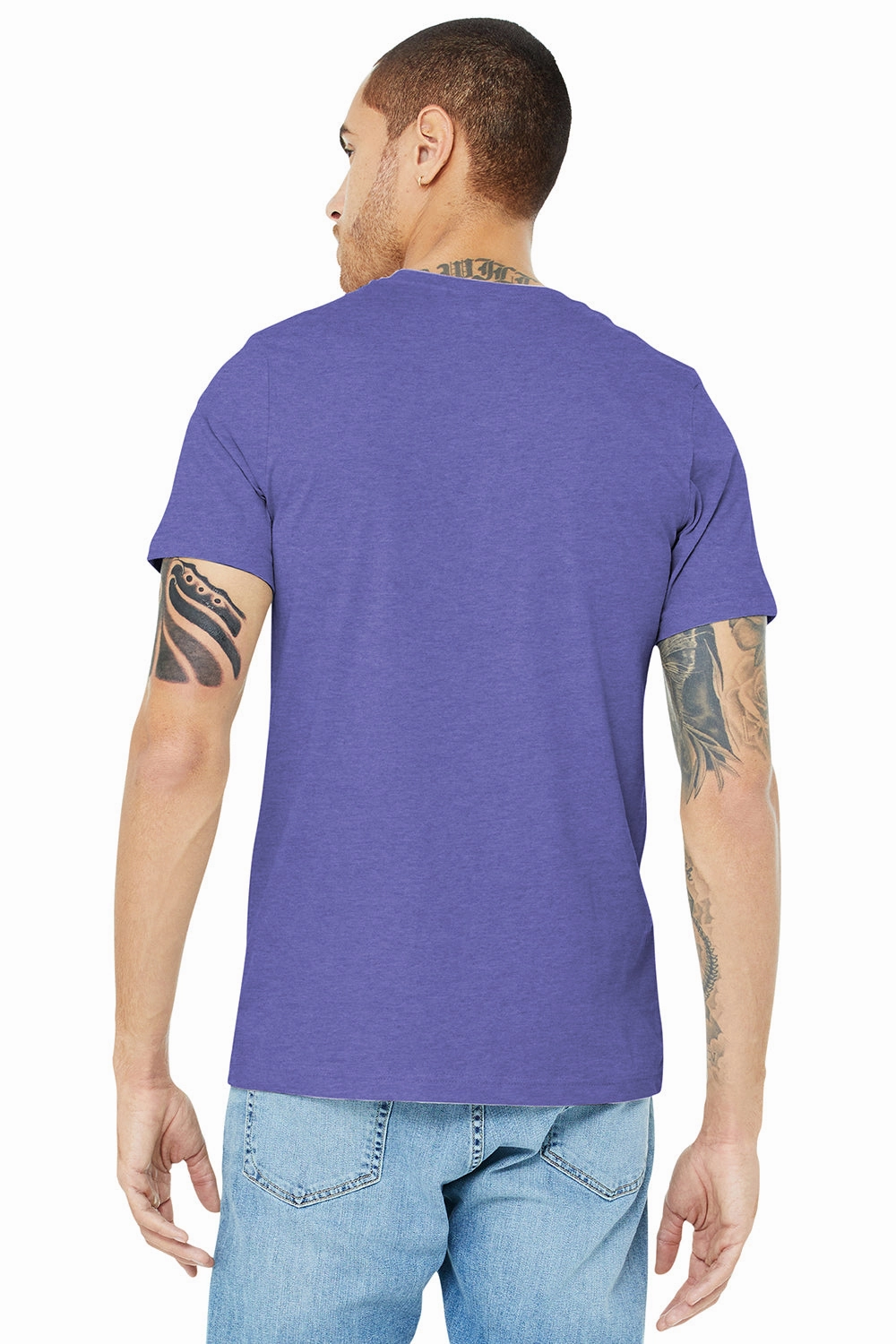 Bella   Canvas Mens Heather CVC Short Sleeve Crewneck T-Shirt - Heather Lapis Blue