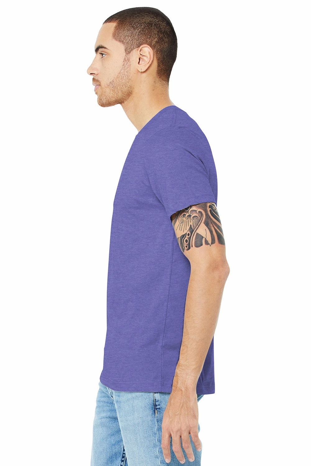 Bella   Canvas Mens Heather CVC Short Sleeve Crewneck T-Shirt - Heather Lapis Blue